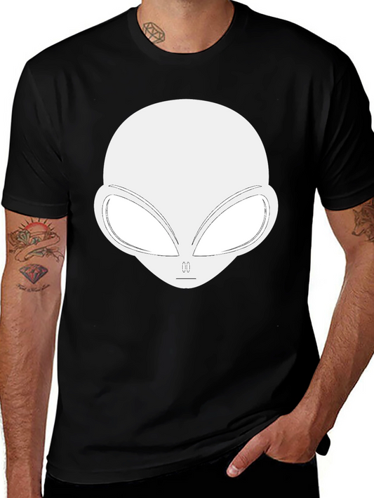 Alien Head Graphic Tee - Black Cotton Blend