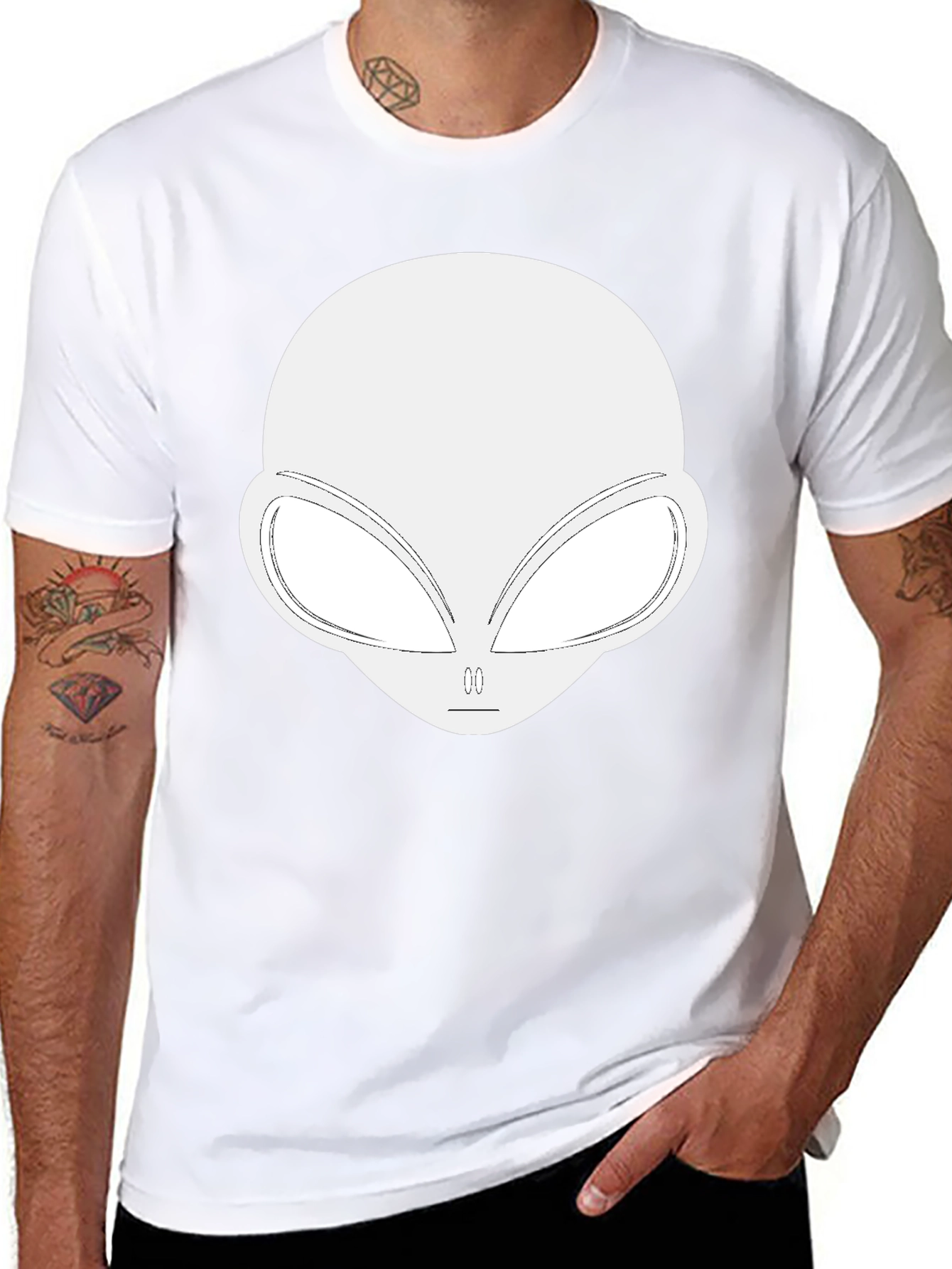 Alien Head Graphic Tee - Black Cotton Blend