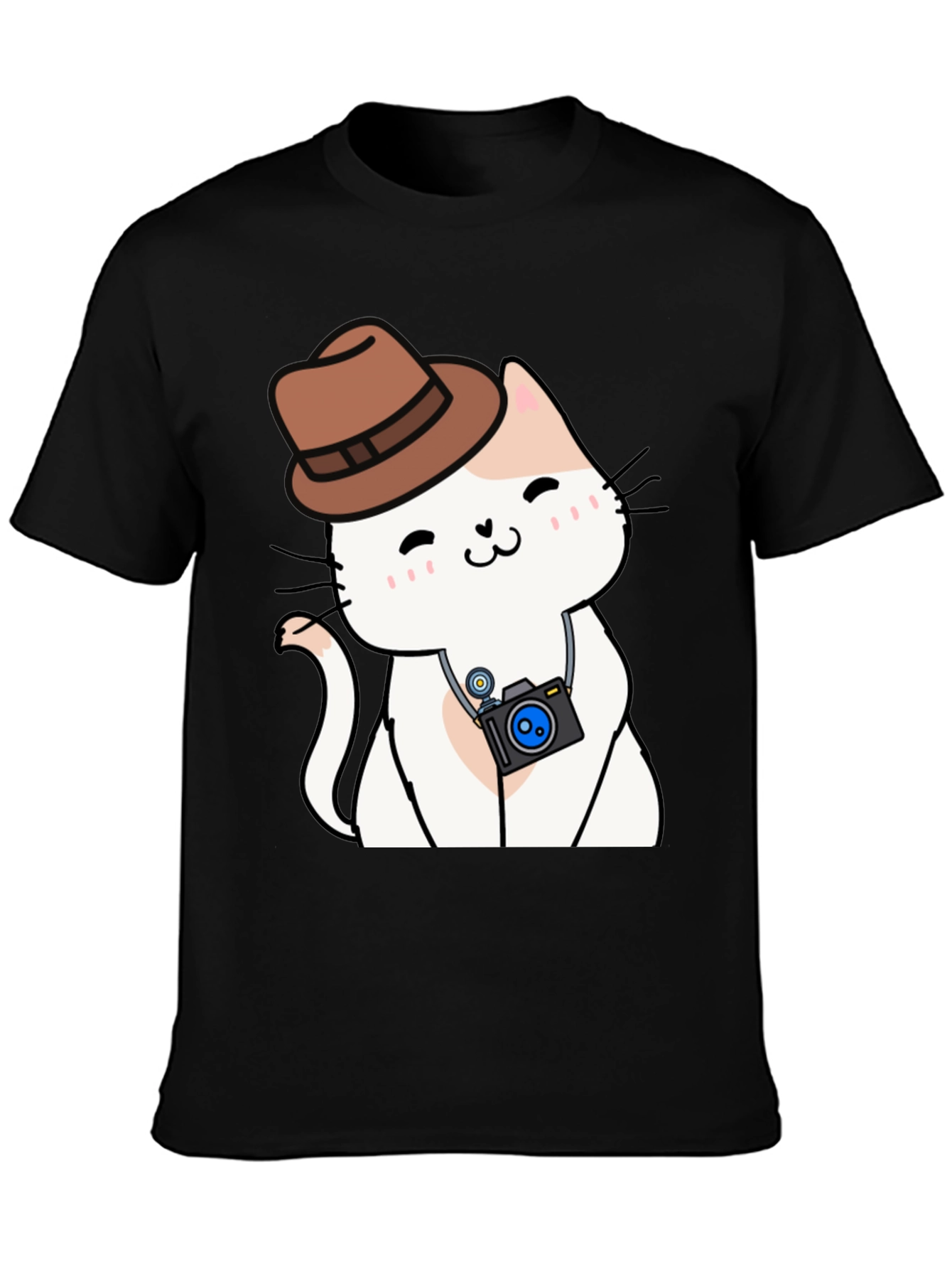 Cute Cat Photographer Black T-Shirt