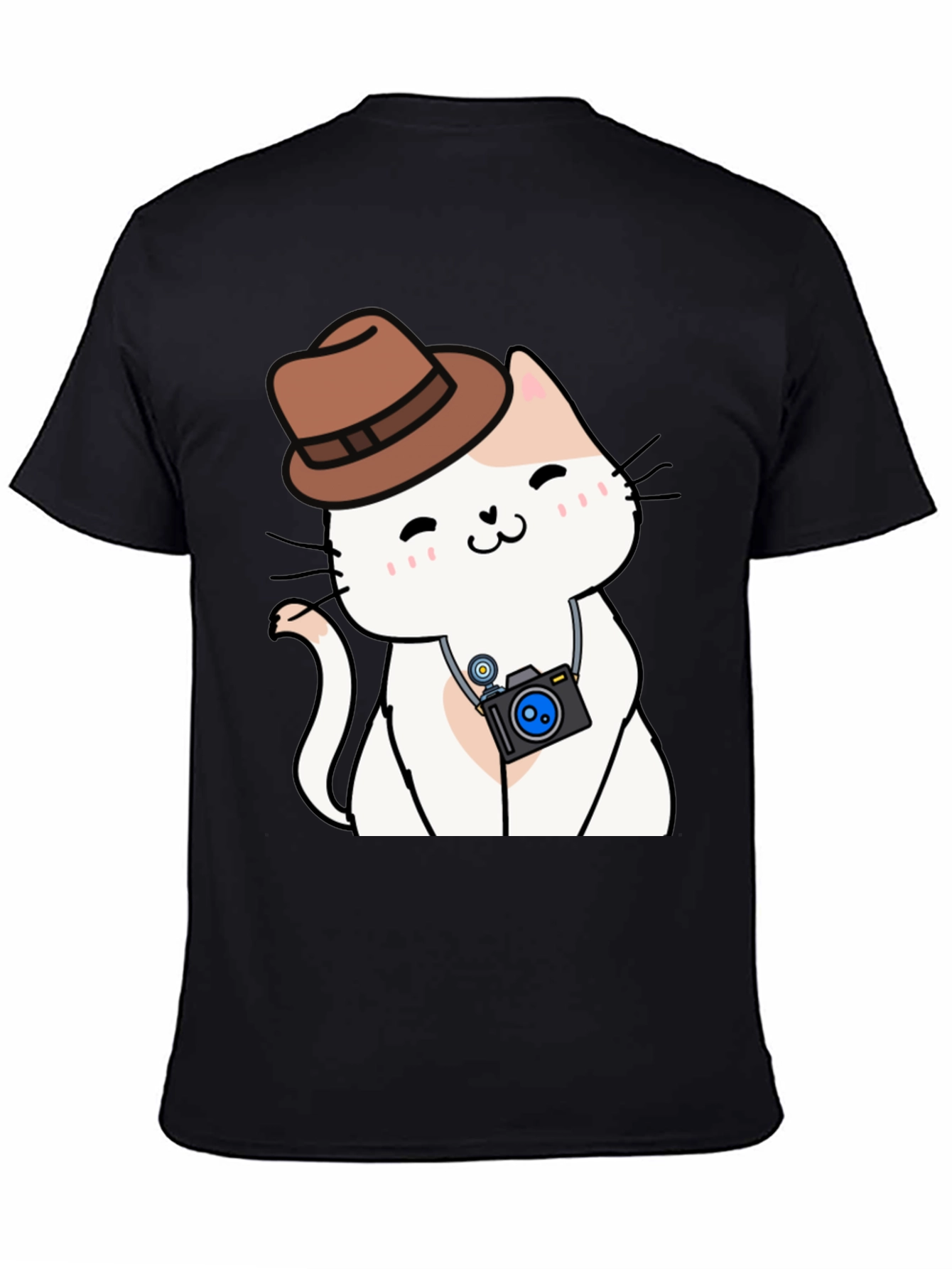 Cute Cat Photographer Black T-Shirt
