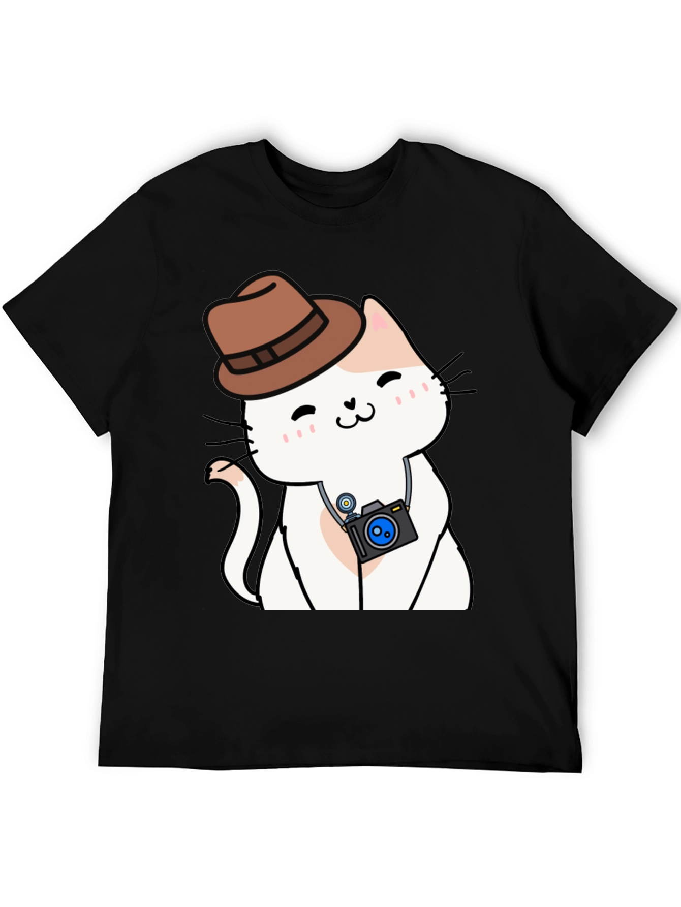 Cute Cat Photographer Black T-Shirt
