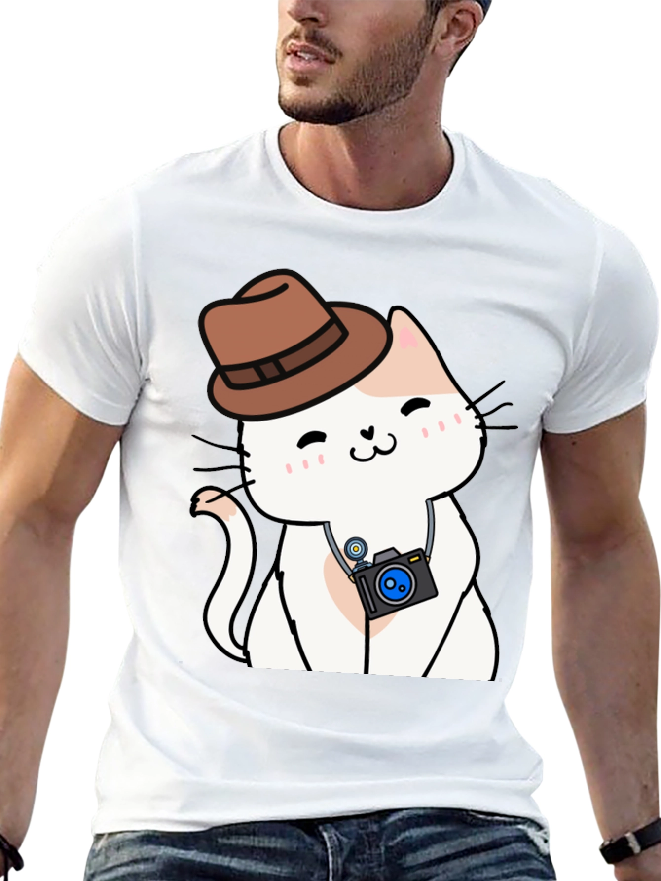 Cute Cat Photographer Black T-Shirt