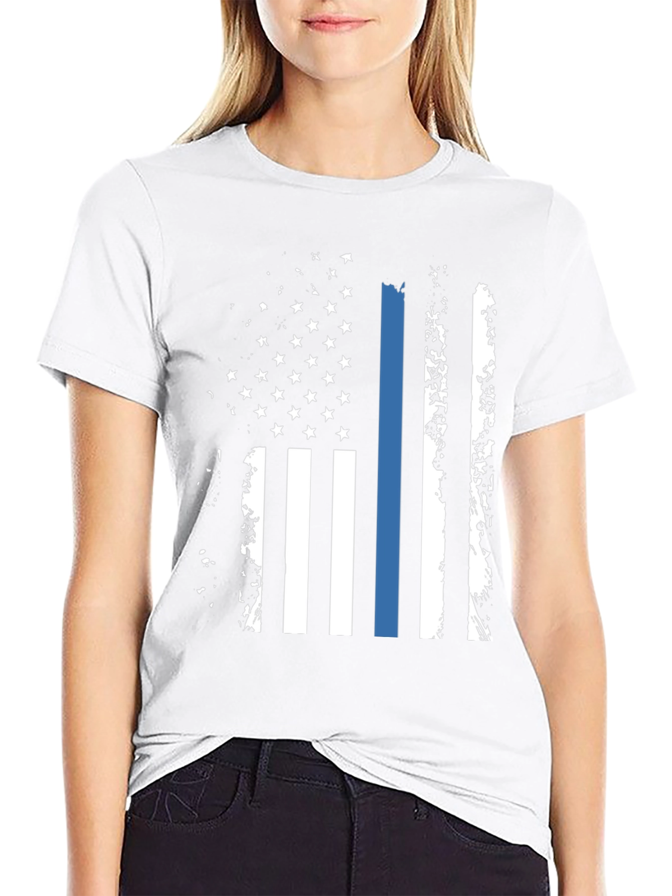 Thin Blue Line American Flag T-Shirt