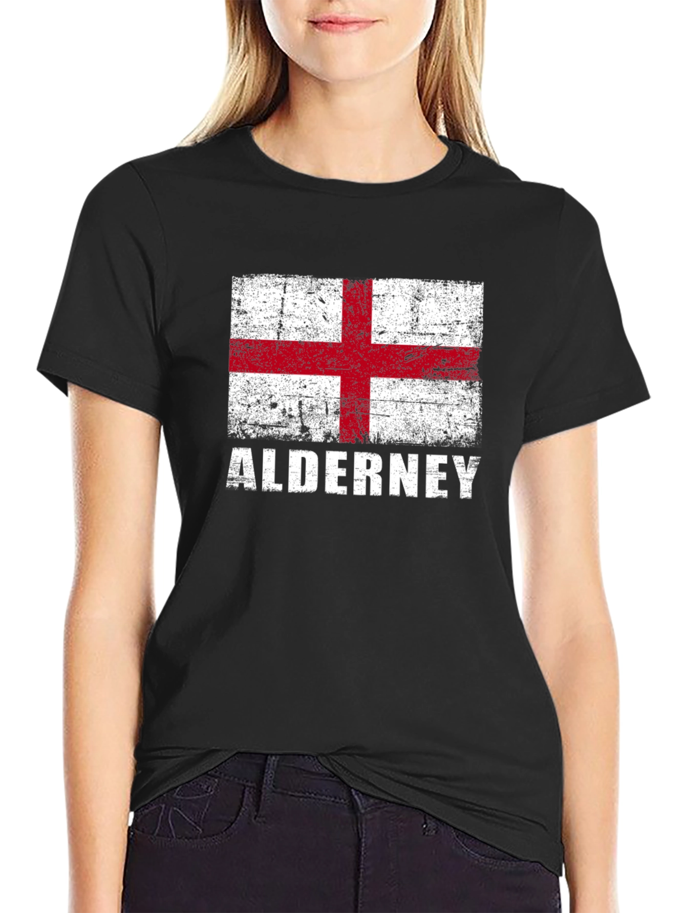 Alderney Flag Graphic T-Shirt - Black Jersey Tee