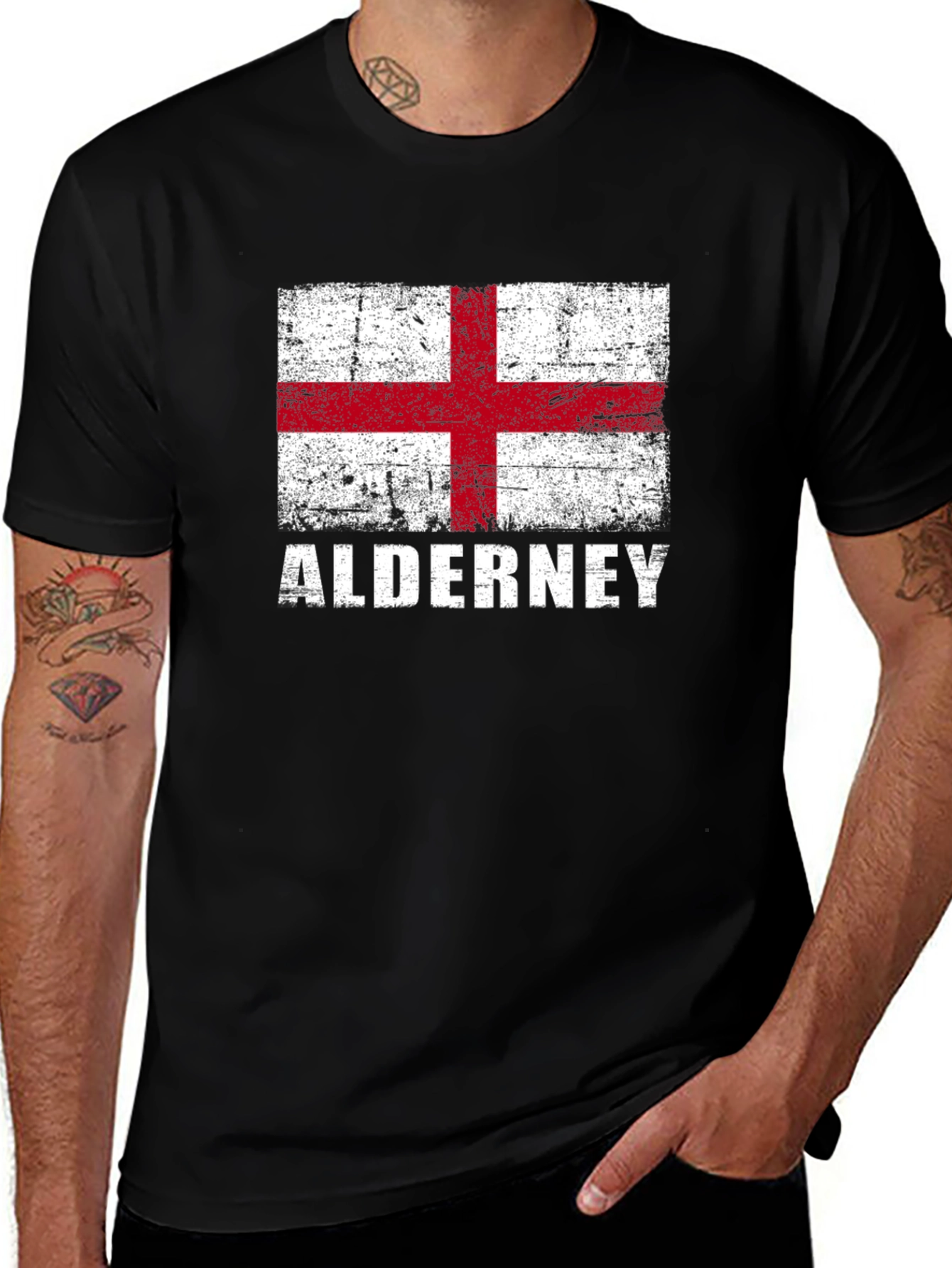 Alderney Flag Graphic T-Shirt - Black Jersey Tee