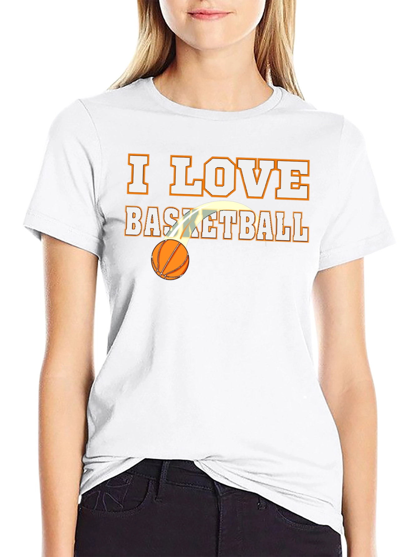 I Love Basketball Graphic Tee - Black Cotton Shirt