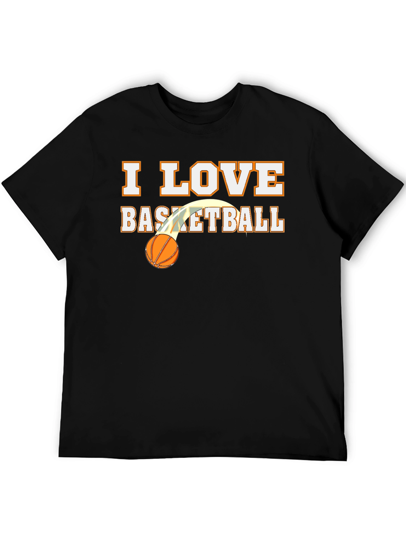 I Love Basketball Graphic Tee - Black Cotton Shirt