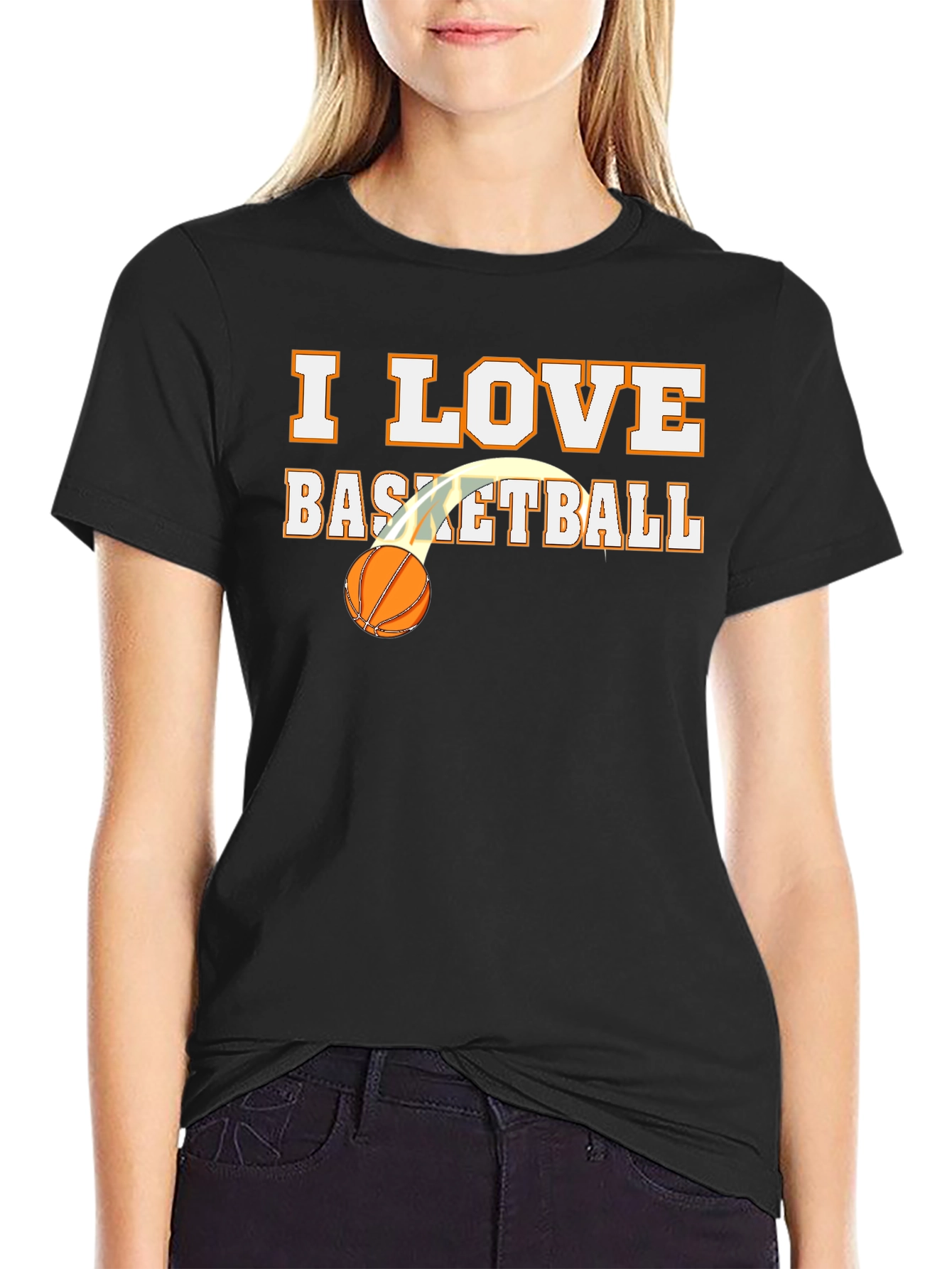 I Love Basketball Graphic Tee - Black Cotton Shirt