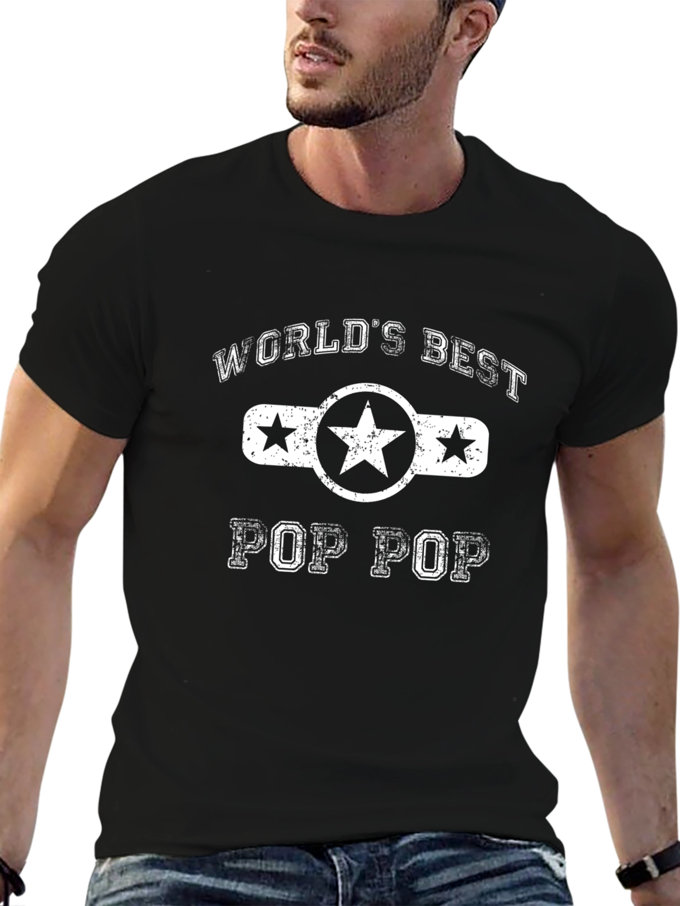 Worlds Best Pop Pop T-Shirt - Black