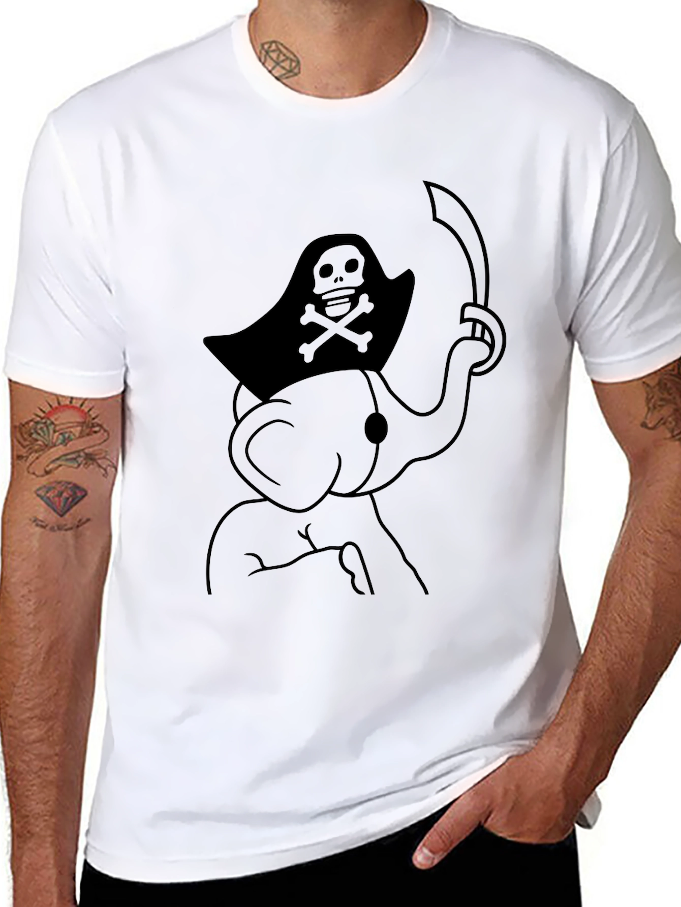 Pirate Elephant Graphic Tee - Mens Black T-Shirt
