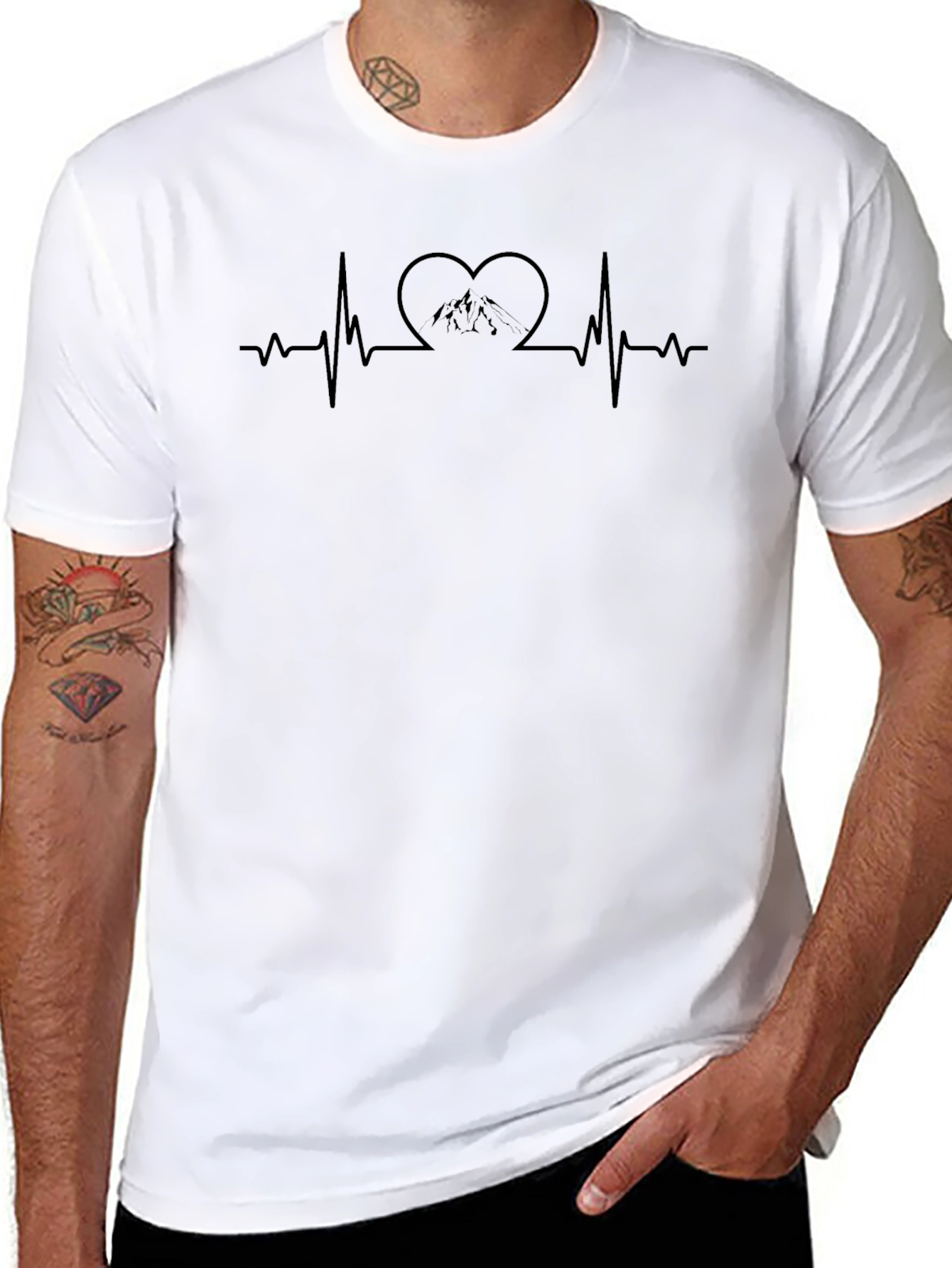 Mountain Heartbeat Tee - Black Crew Neck
