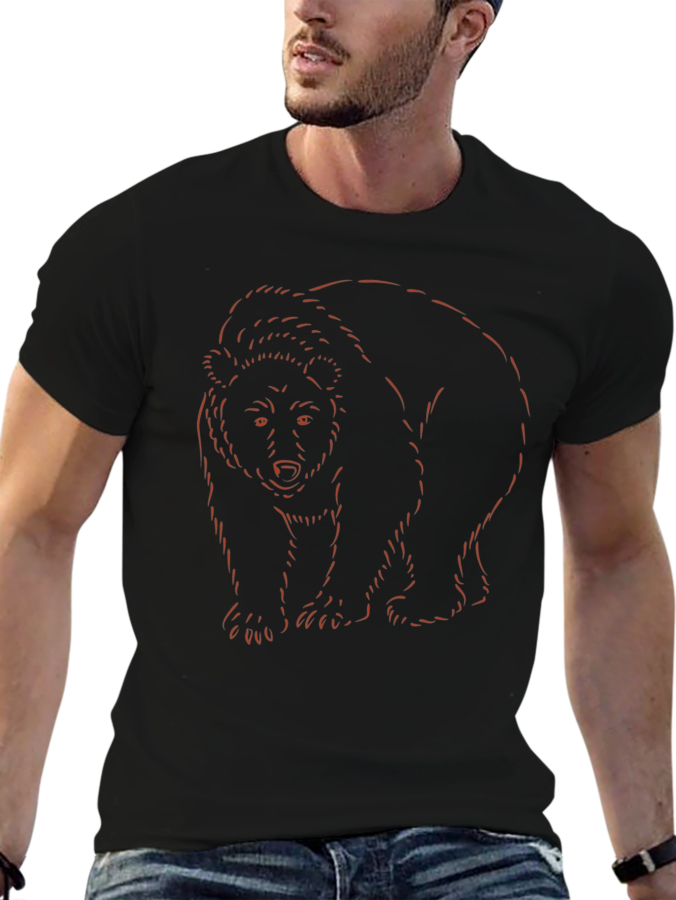 Bear Outline Graphic Tee - Soft Cotton Blend