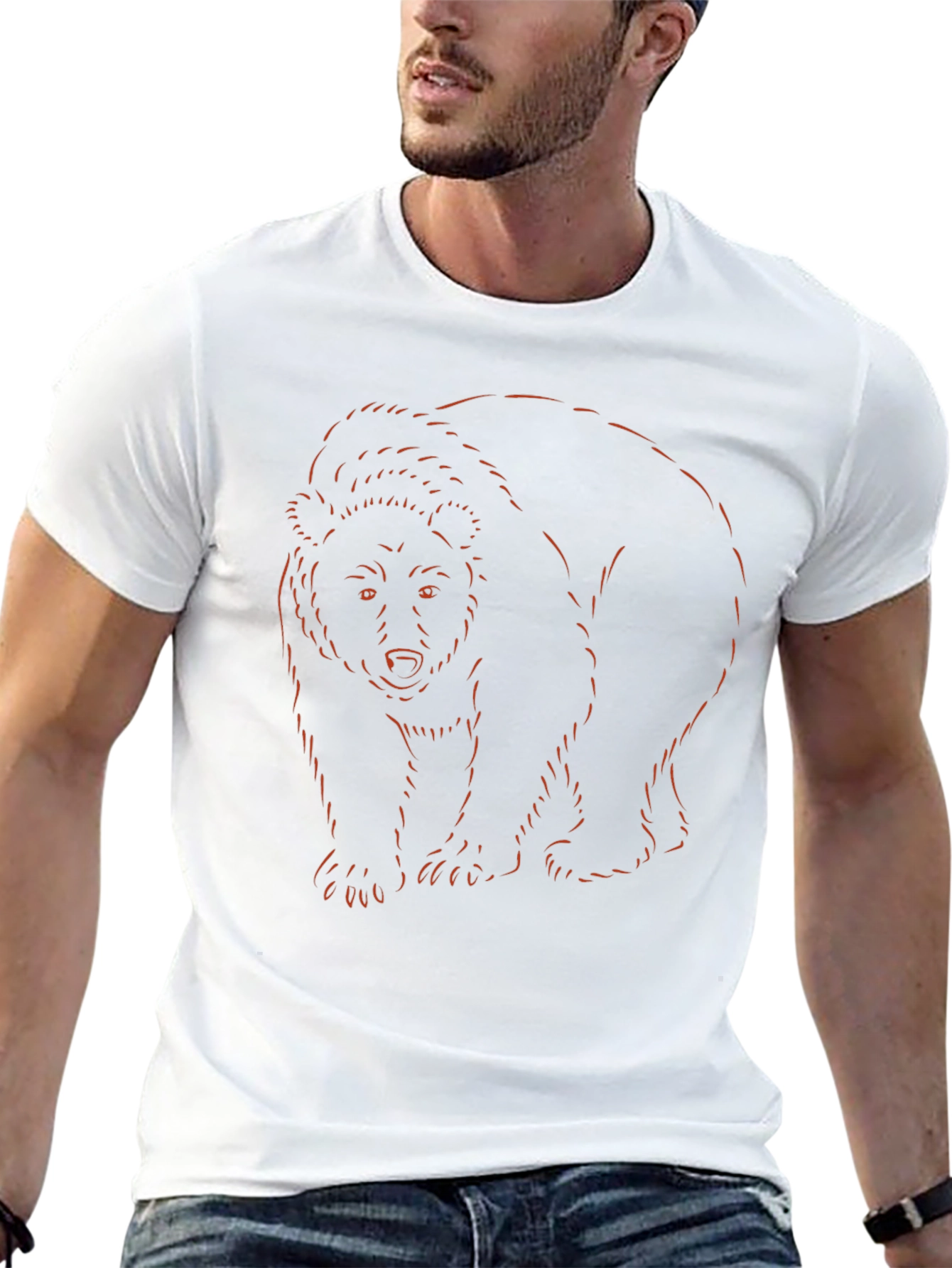 Bear Outline Graphic Tee - Soft Cotton Blend