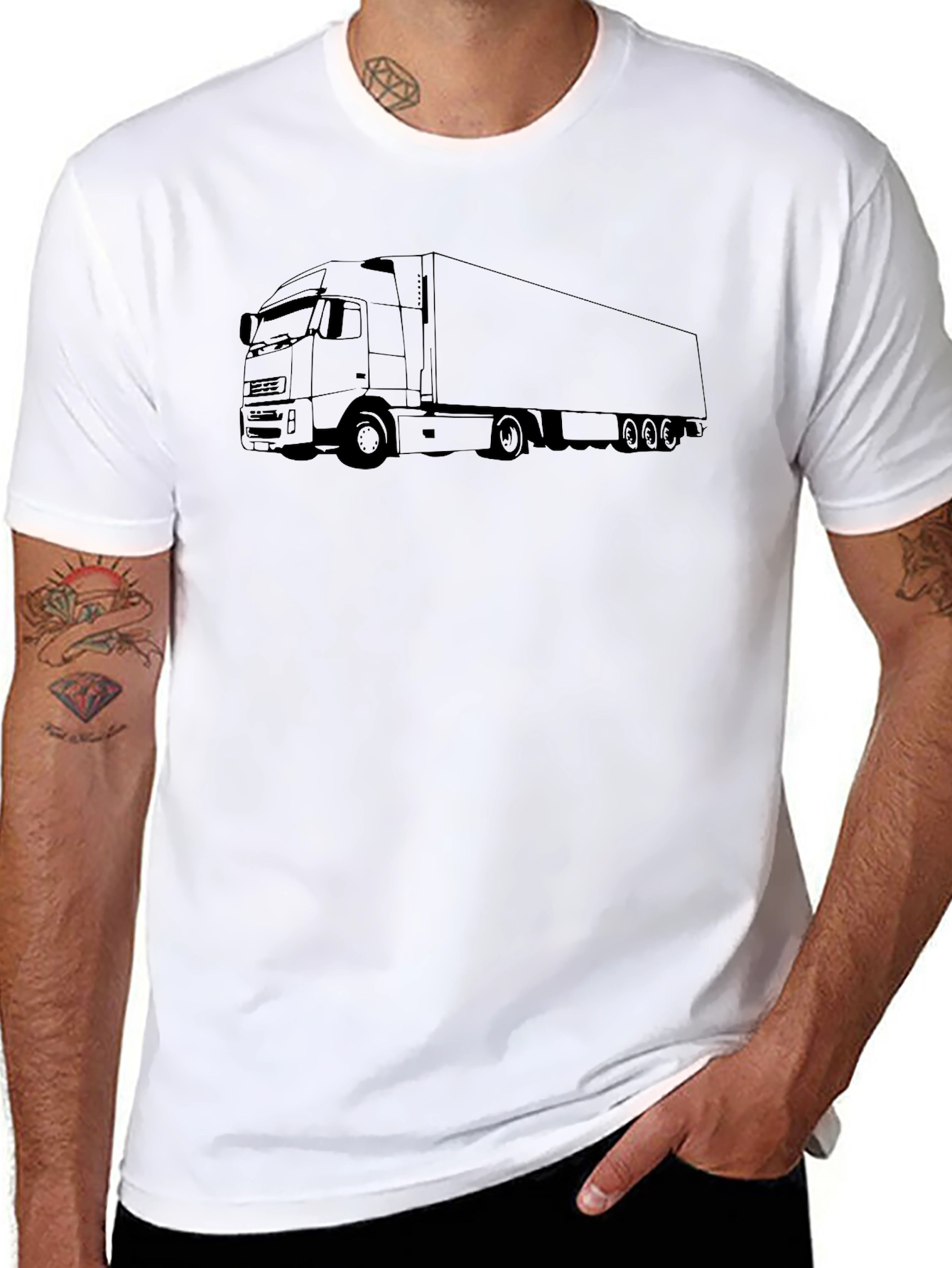 Black Truck Outline T-Shirt - Heavy Transport Design