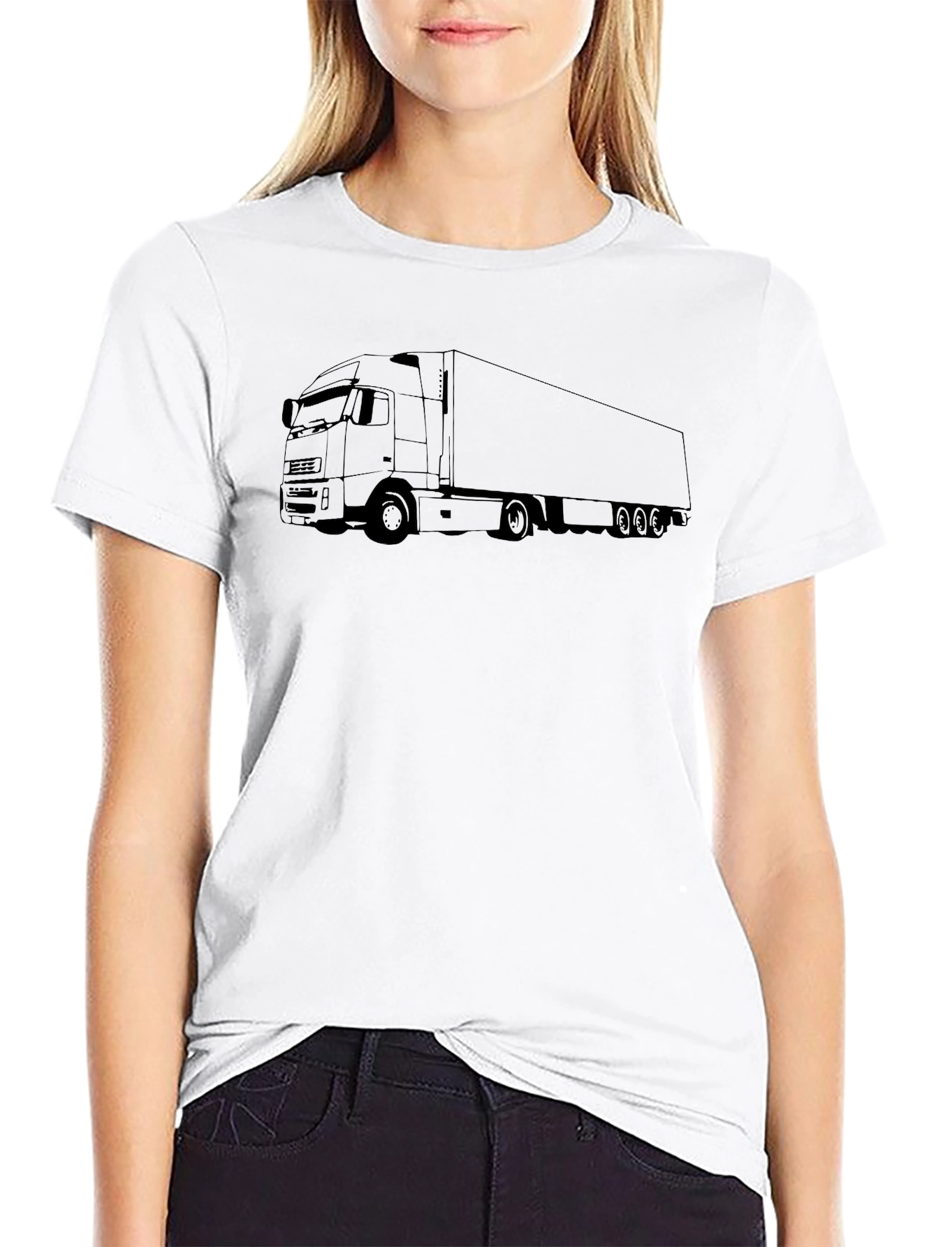 Black Truck Outline T-Shirt - Heavy Transport Design