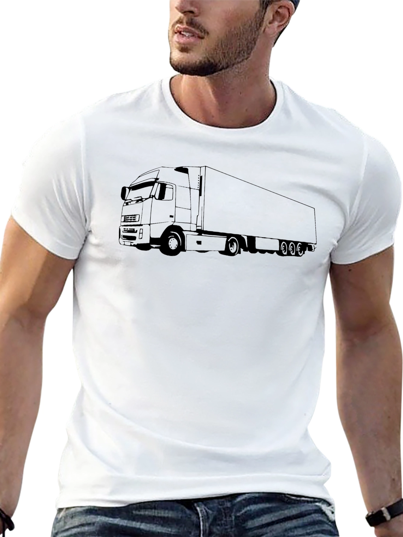 Black Truck Outline T-Shirt - Heavy Transport Design