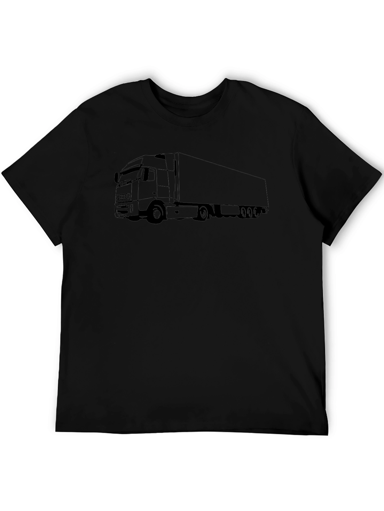 Black Truck Outline T-Shirt - Heavy Transport Design