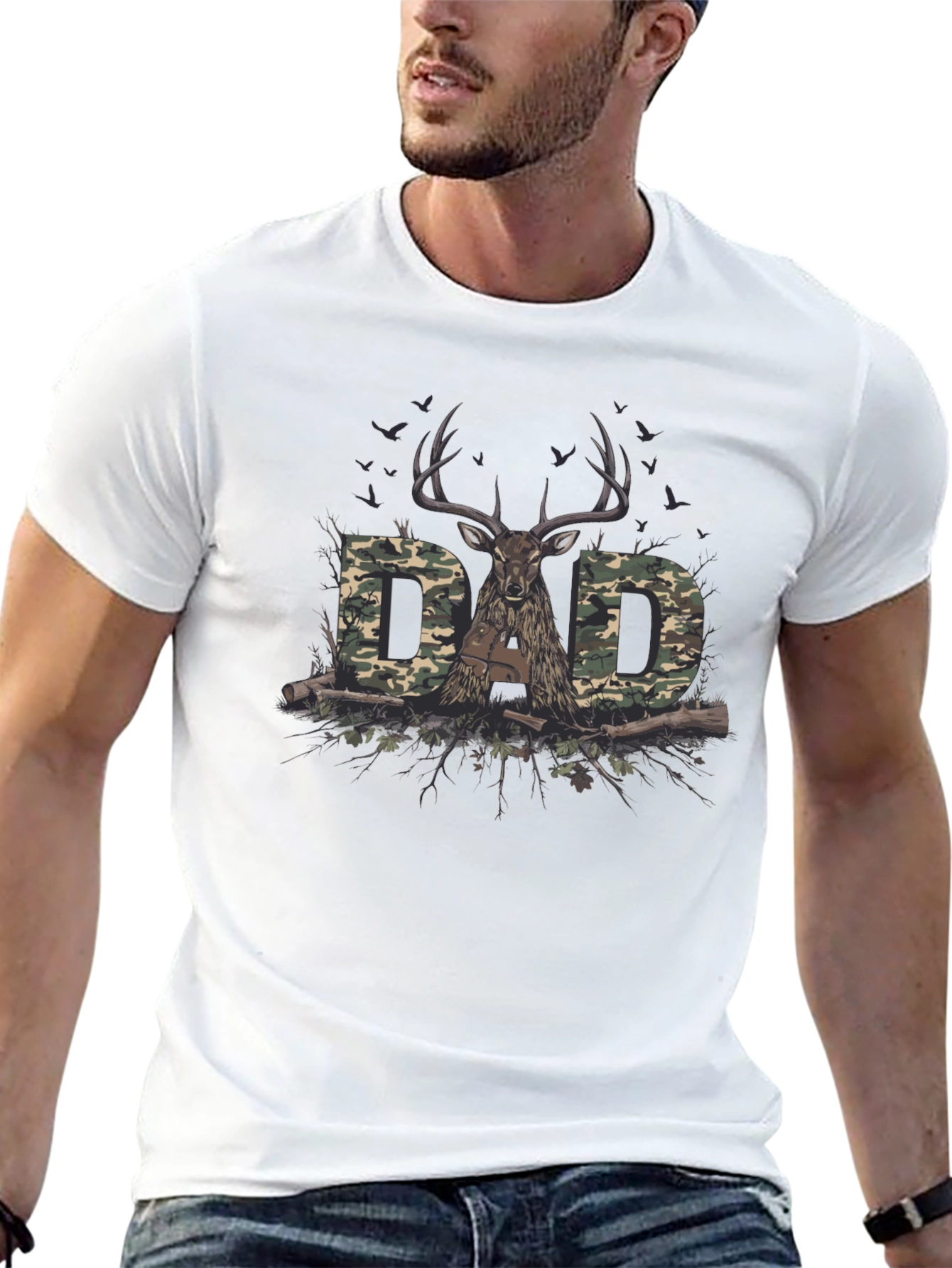 Dad Camo Deer Hunting T-Shirt