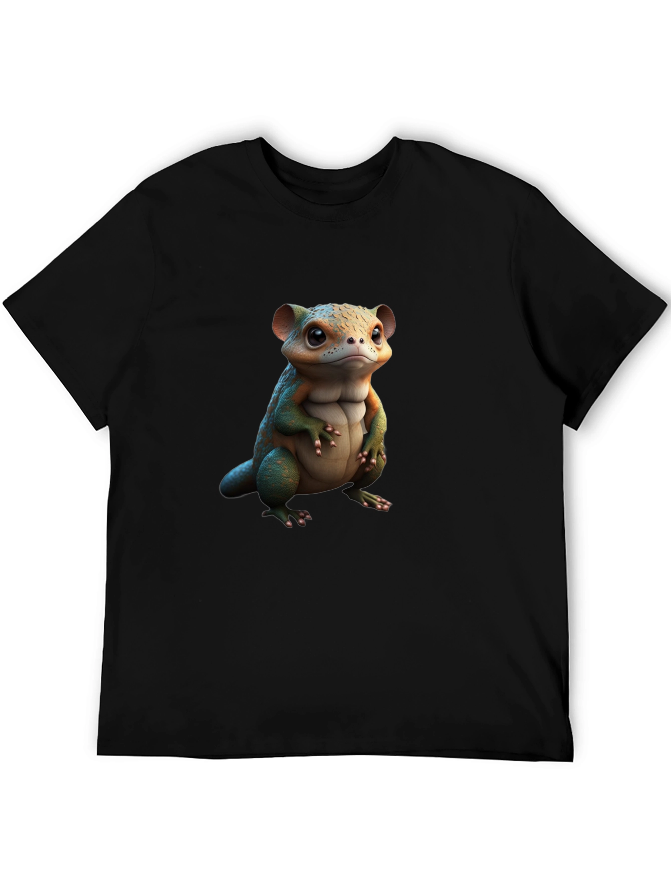 Cute Reptile Graphic Black T-Shirt