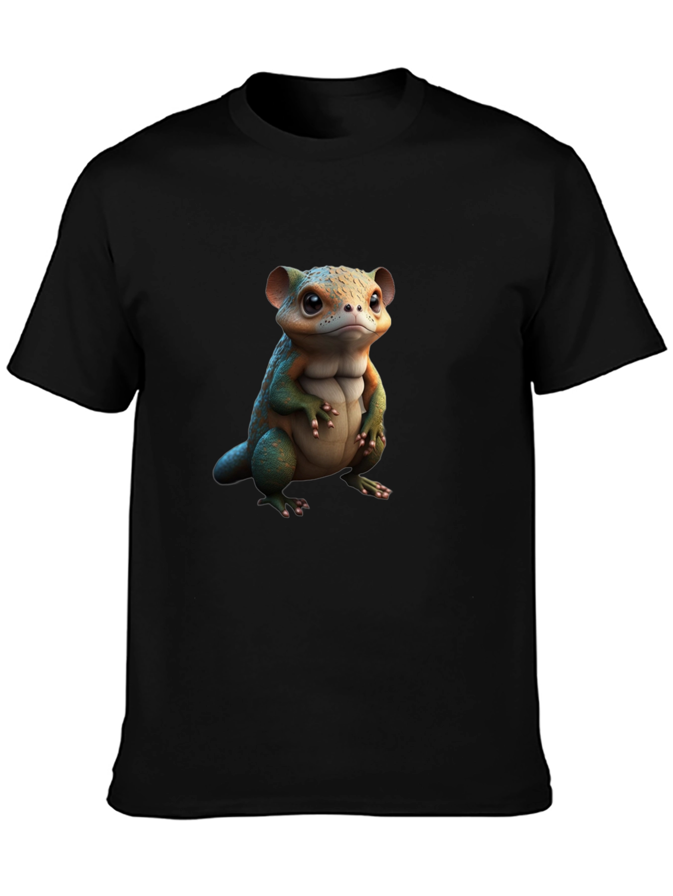 Cute Reptile Graphic Black T-Shirt