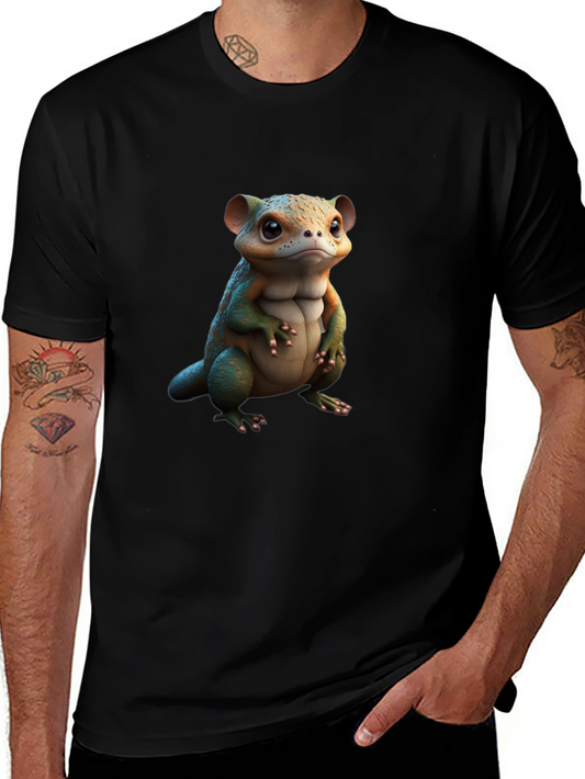 Cute Reptile Graphic Black T-Shirt