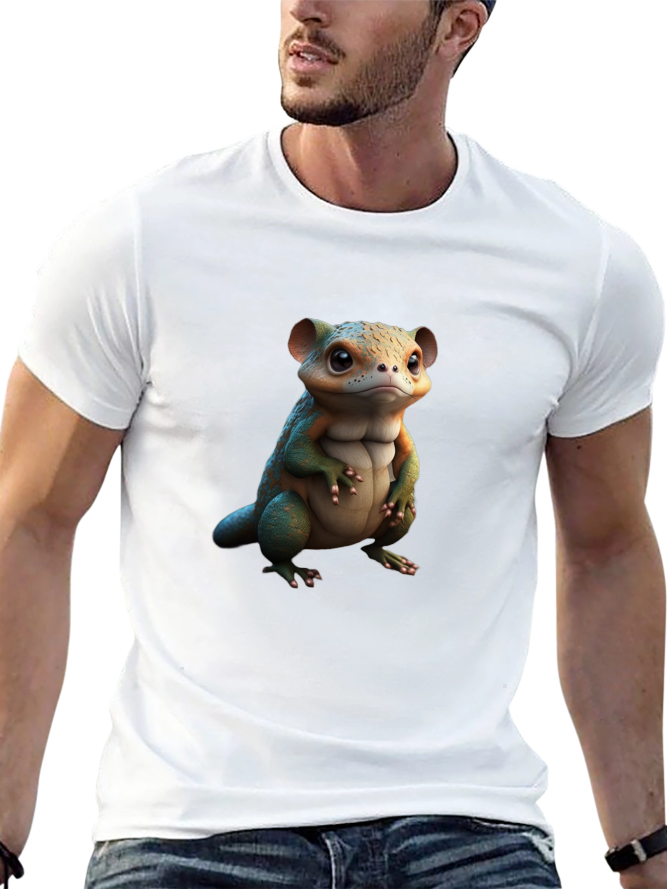 Cute Reptile Graphic Black T-Shirt