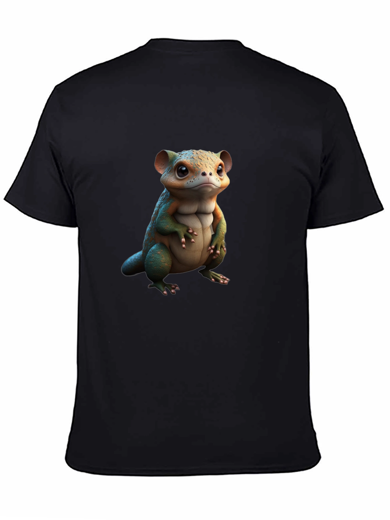Cute Reptile Graphic Black T-Shirt