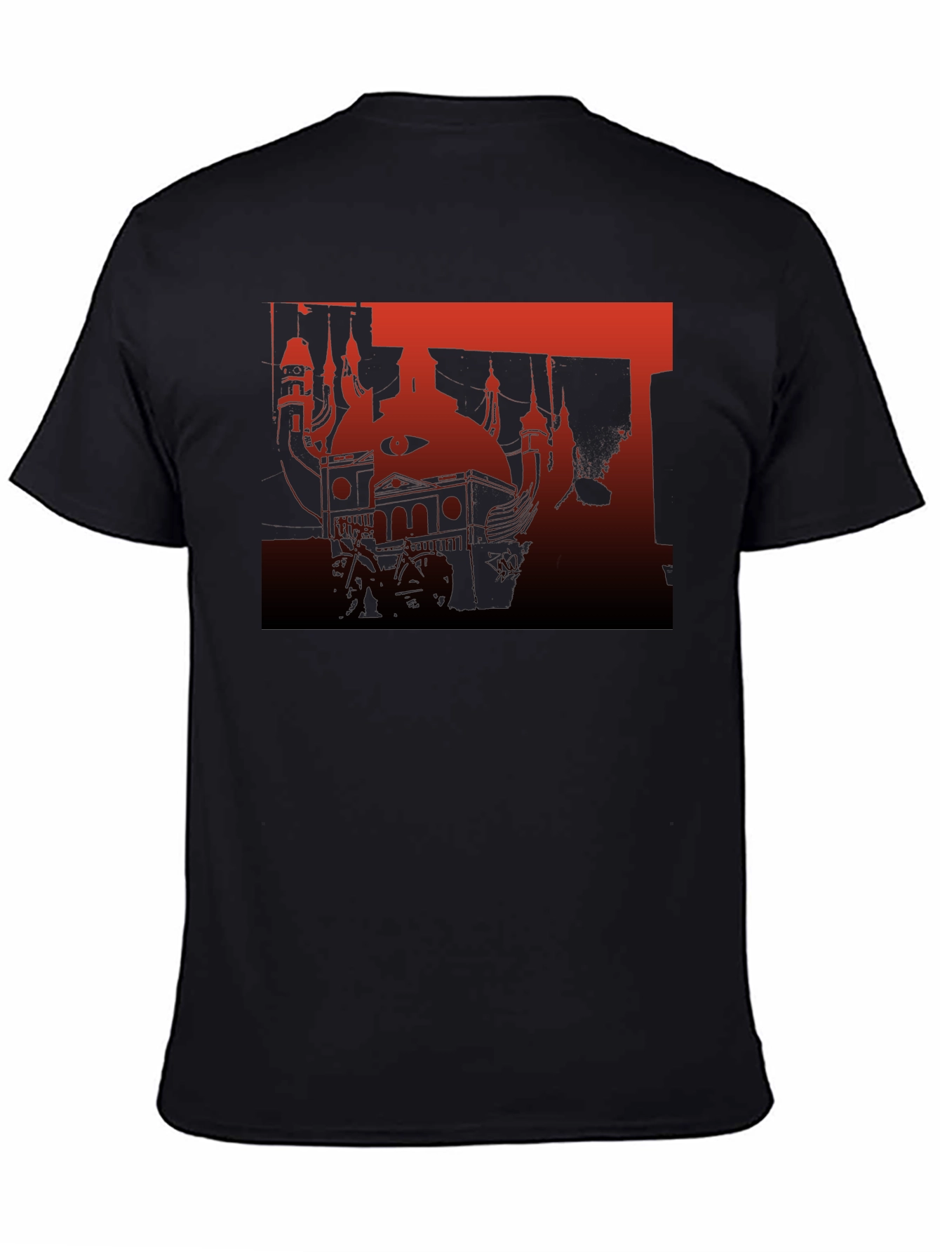 Abstract Red and Black Graphic T-Shirt