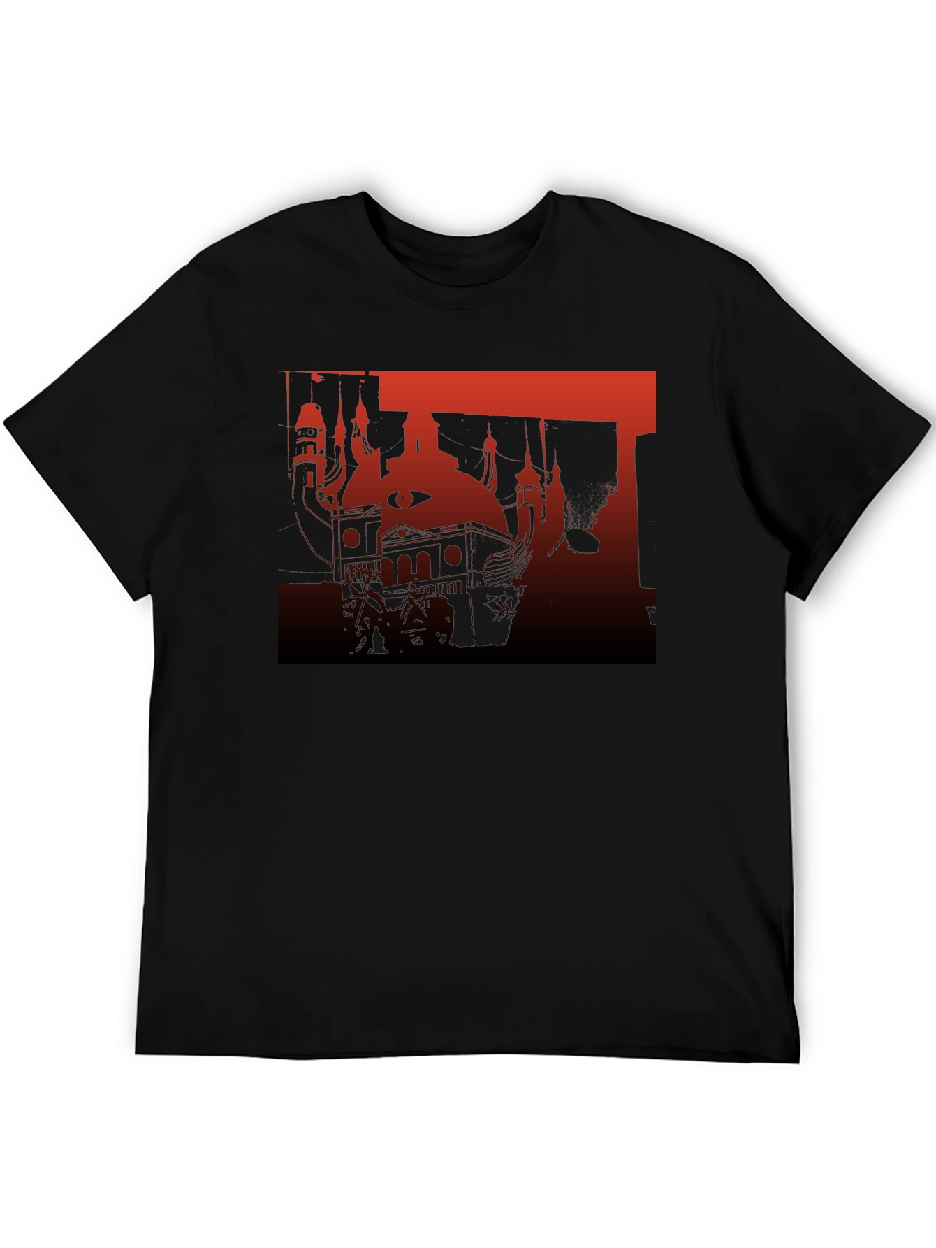 Abstract Red and Black Graphic T-Shirt