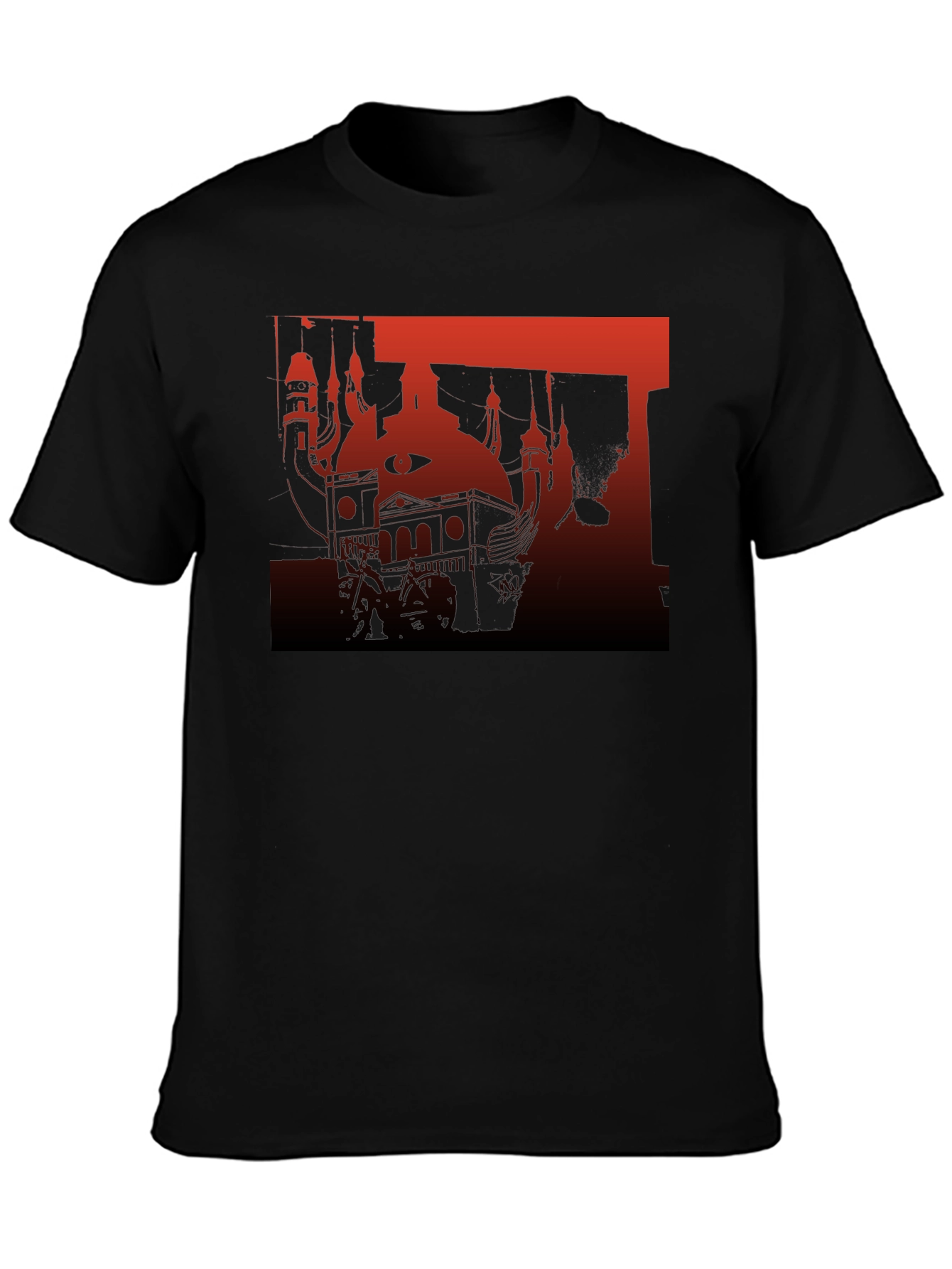 Abstract Red and Black Graphic T-Shirt