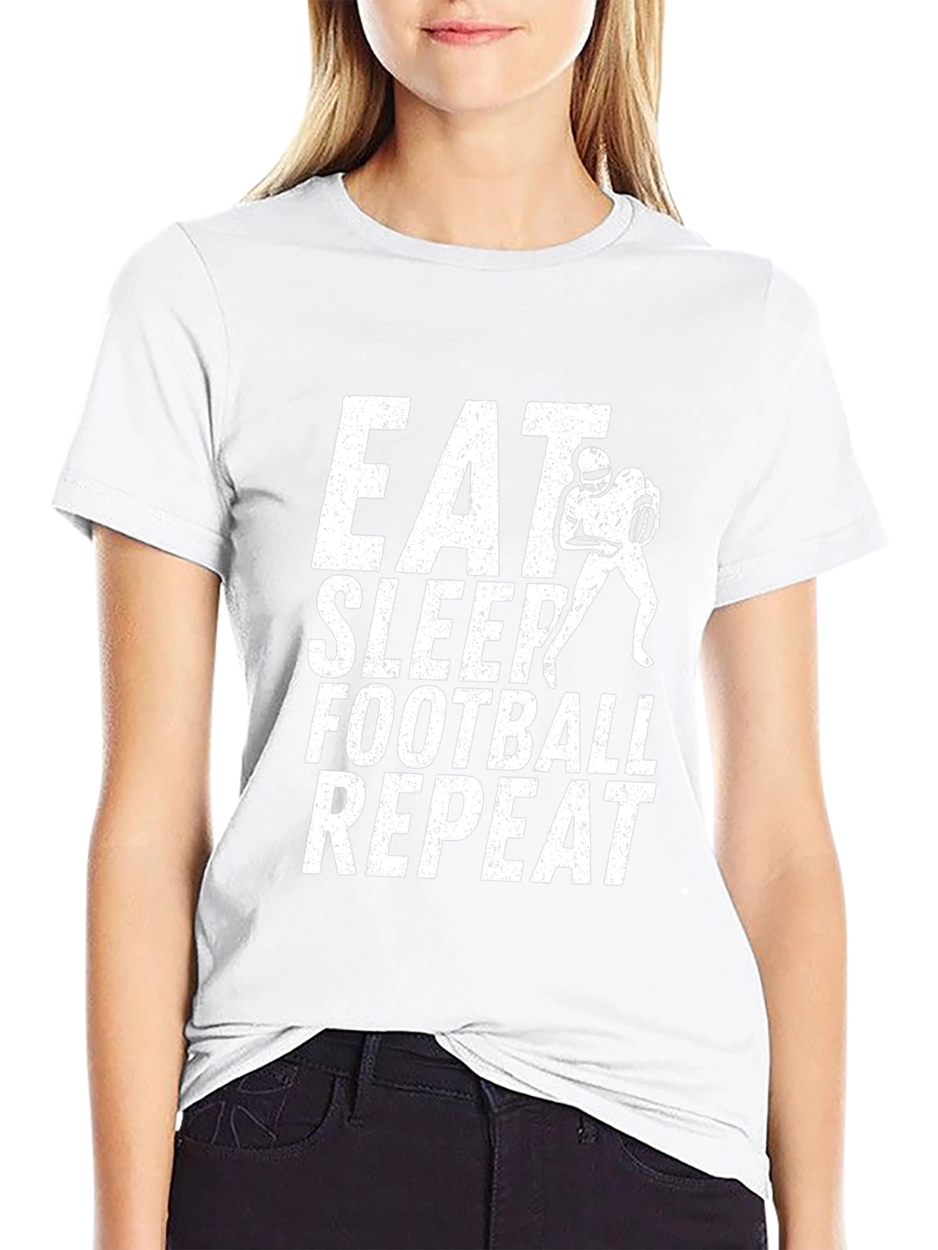 Eat Sleep Football Repeat Black Graphic Tee
