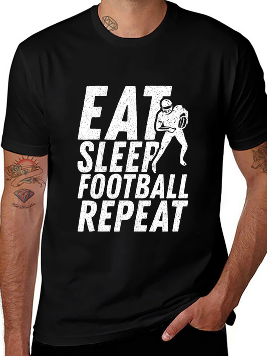 Eat Sleep Football Repeat Black Graphic Tee