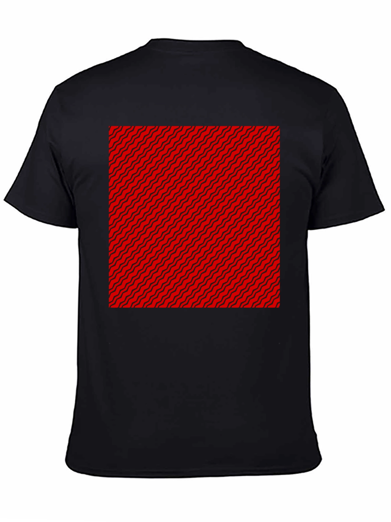 Abstract Wavy Lines Graphic Tee - Black