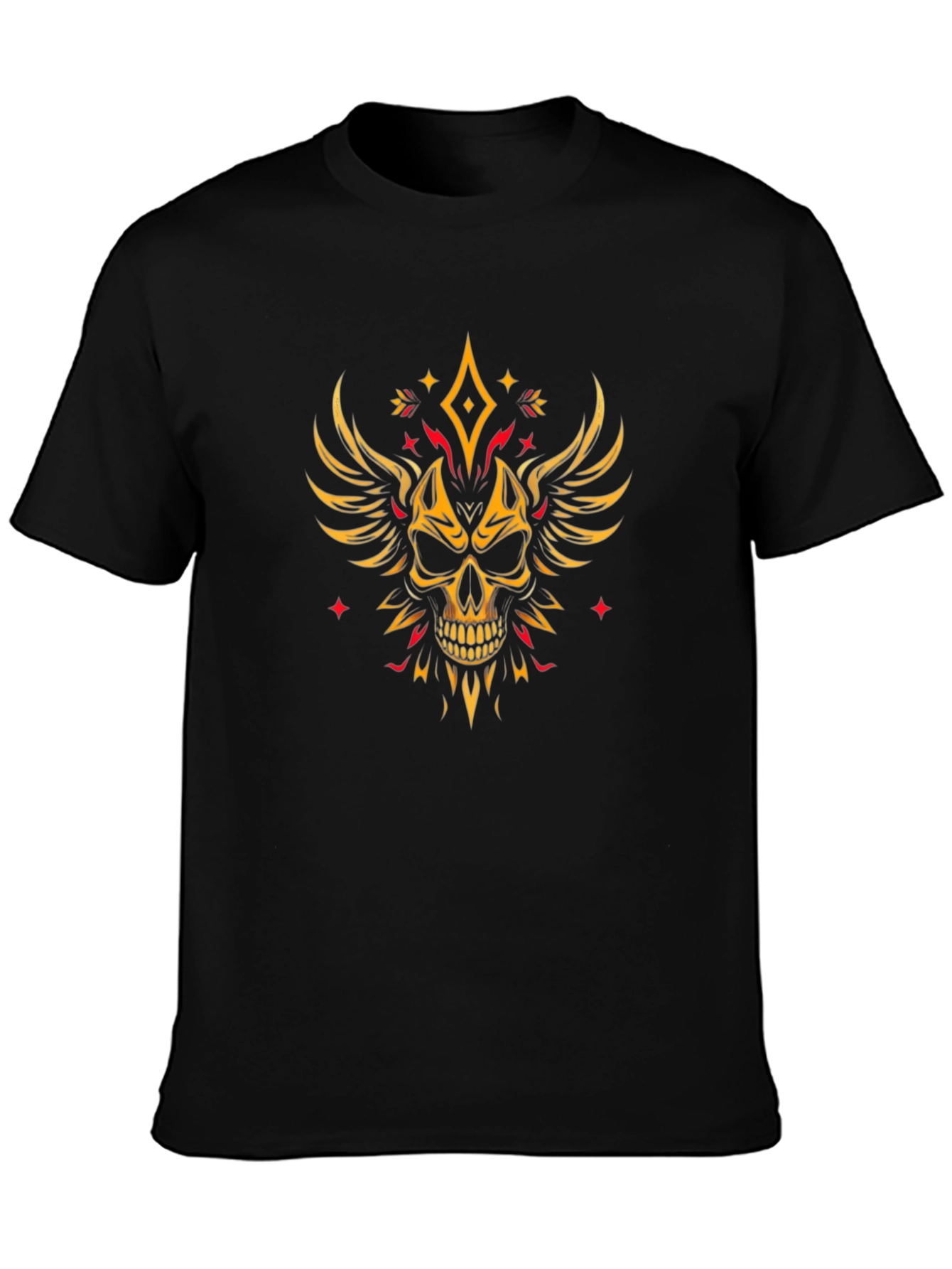Winged Skull Graphic Tee - Edgy Black T-Shirt