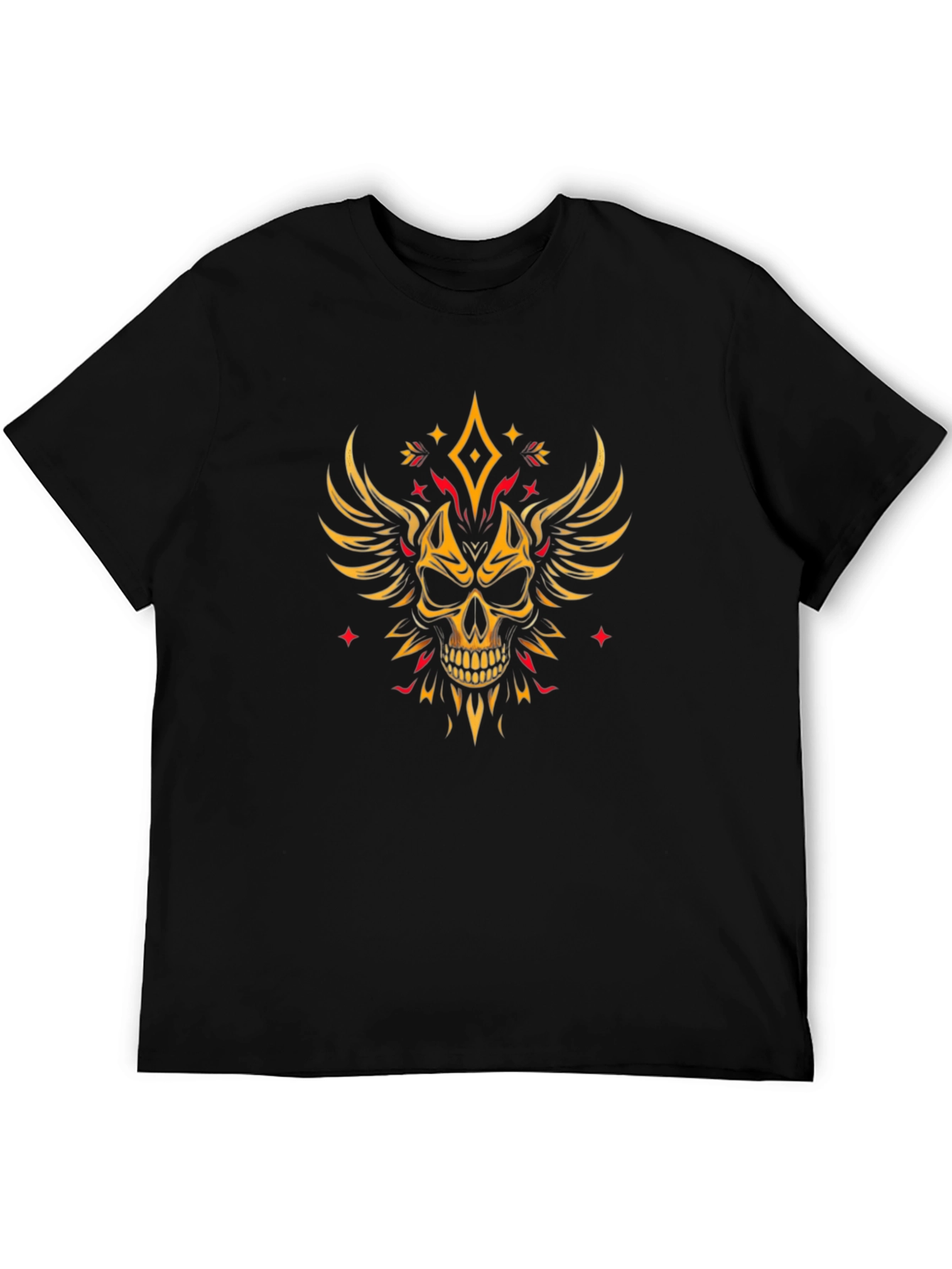 Winged Skull Graphic Tee - Edgy Black T-Shirt
