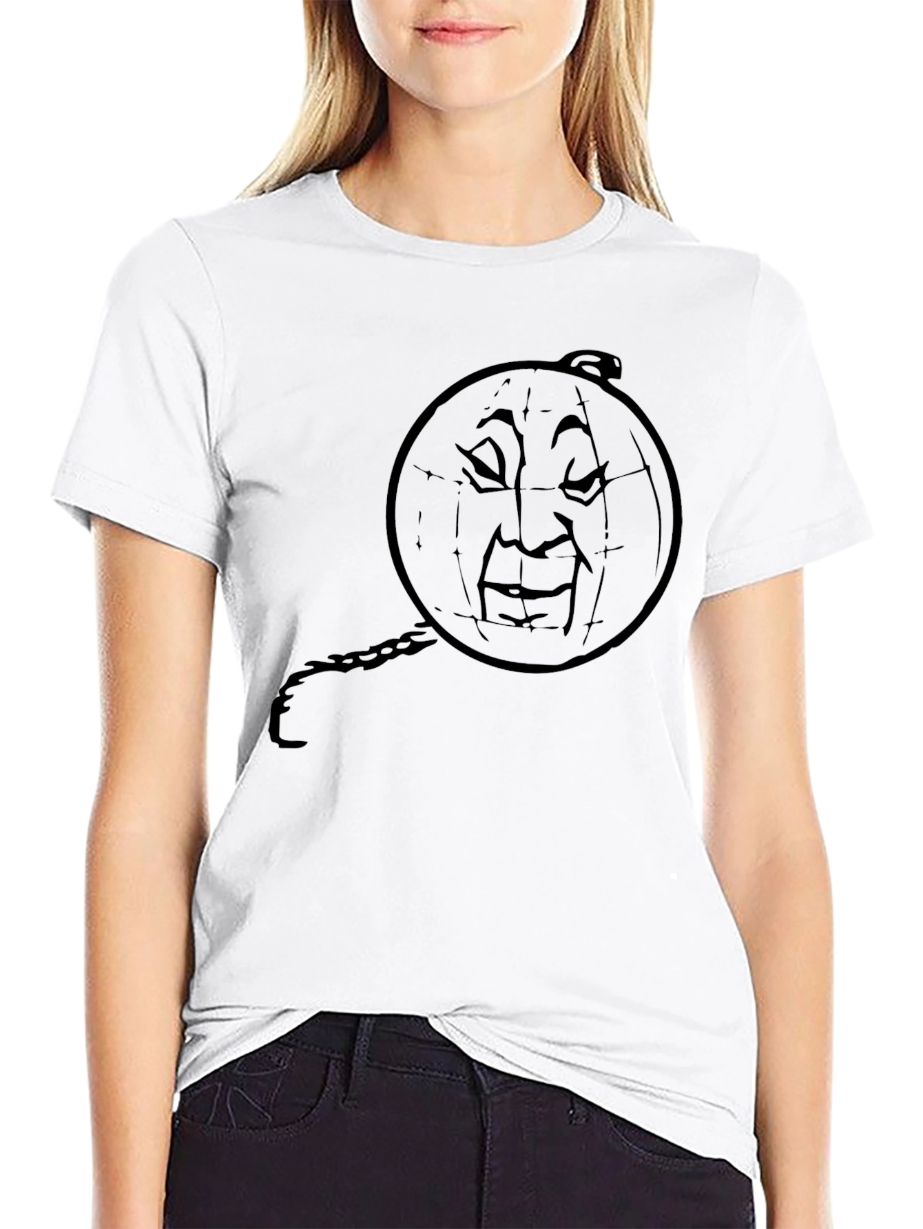 Mens Black T-Shirt - Moon Man Design
