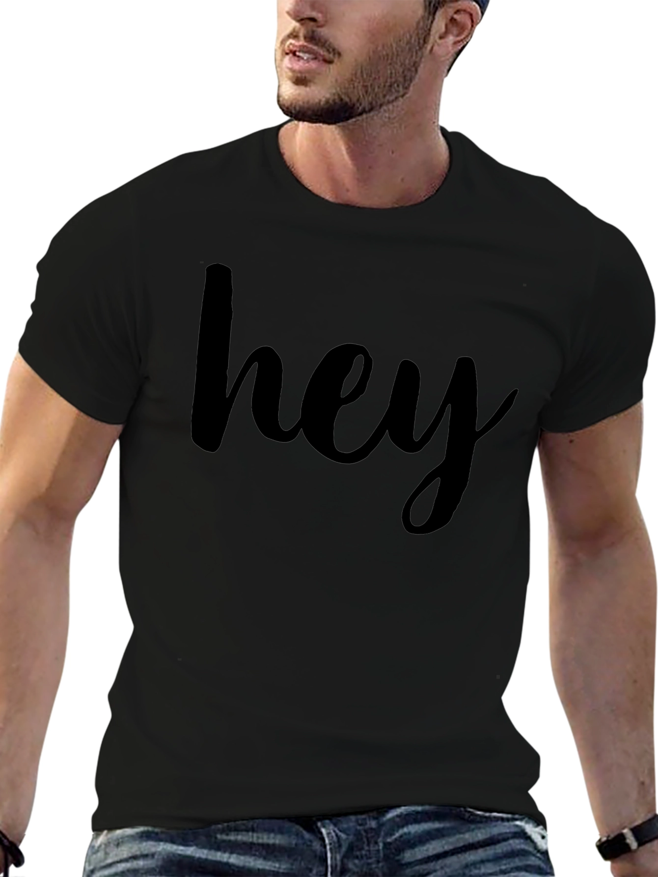 Hey Graphic Tee - Casual Black T-Shirt