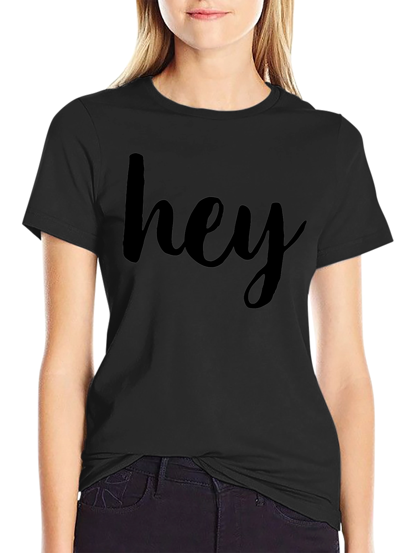 Hey Graphic Tee - Casual Black T-Shirt