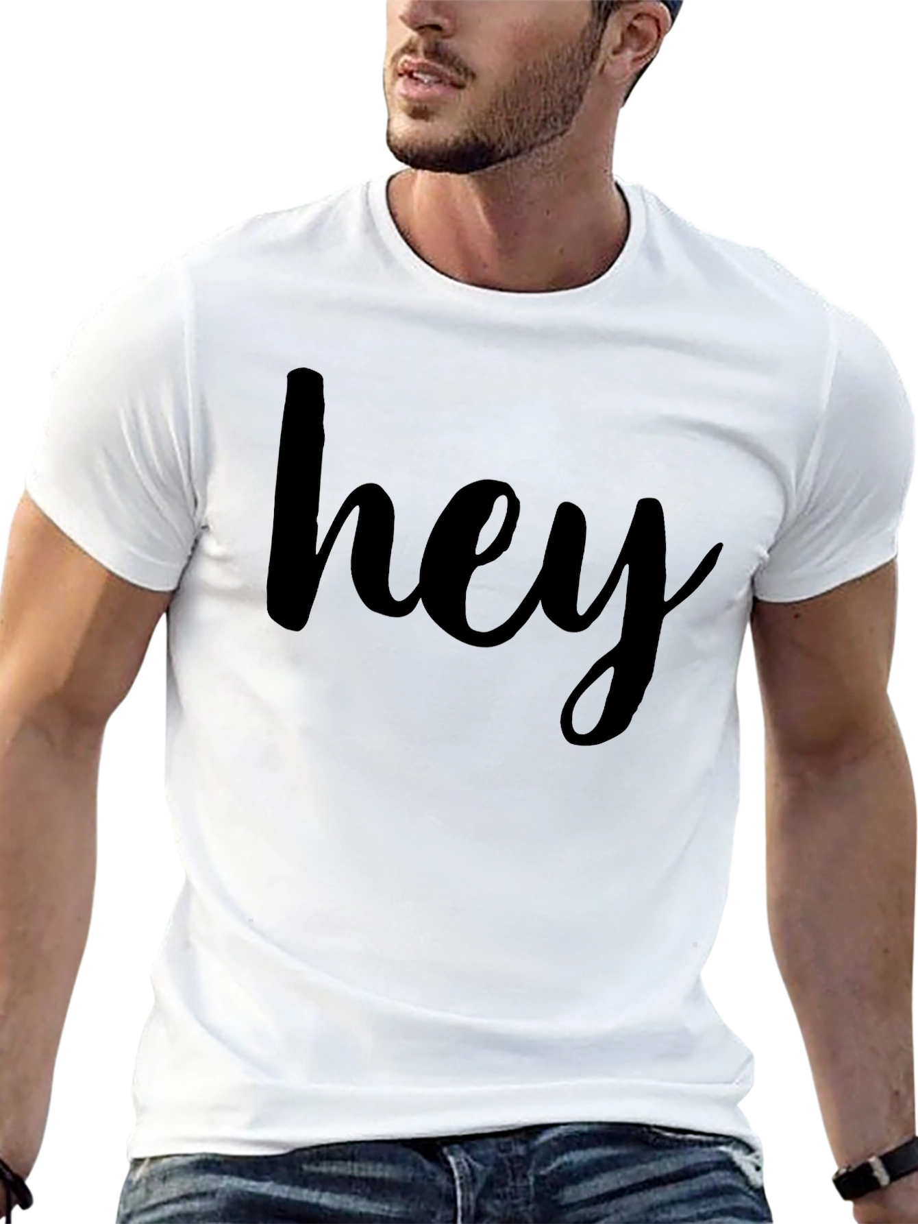Hey Graphic Tee - Casual Black T-Shirt