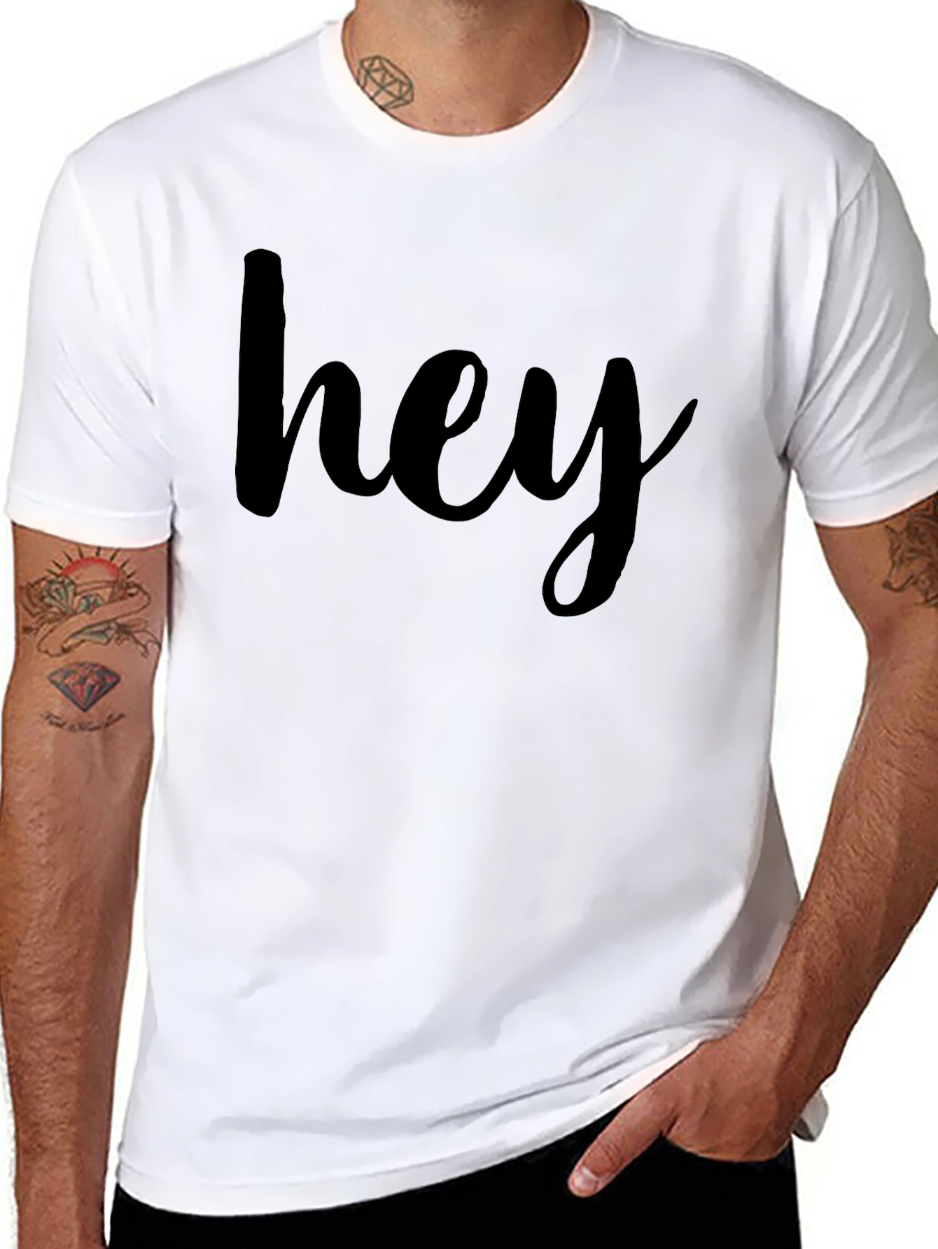 Hey Graphic Tee - Casual Black T-Shirt