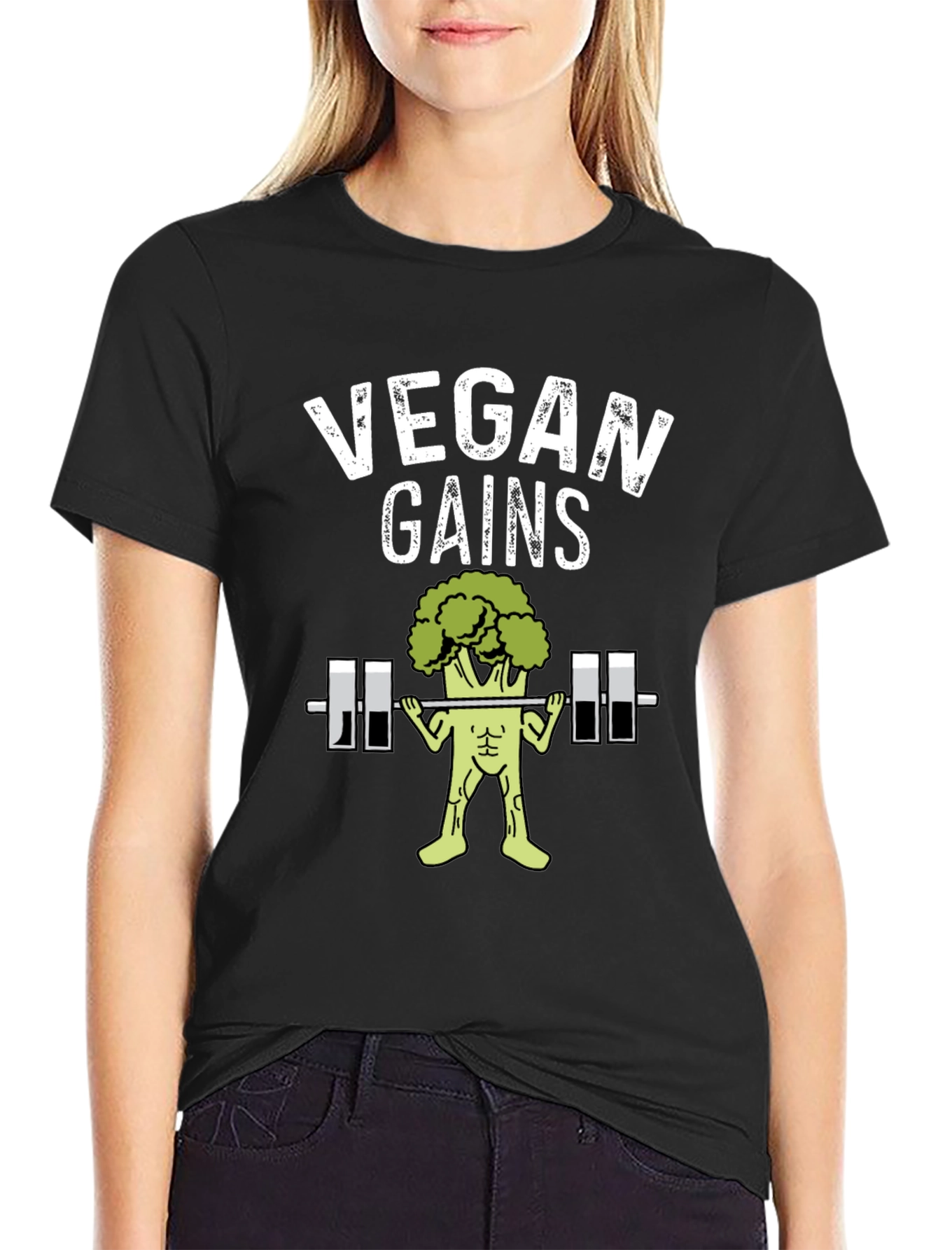 Vegan Gains Graphic T-Shirt - Funny Workout Tee