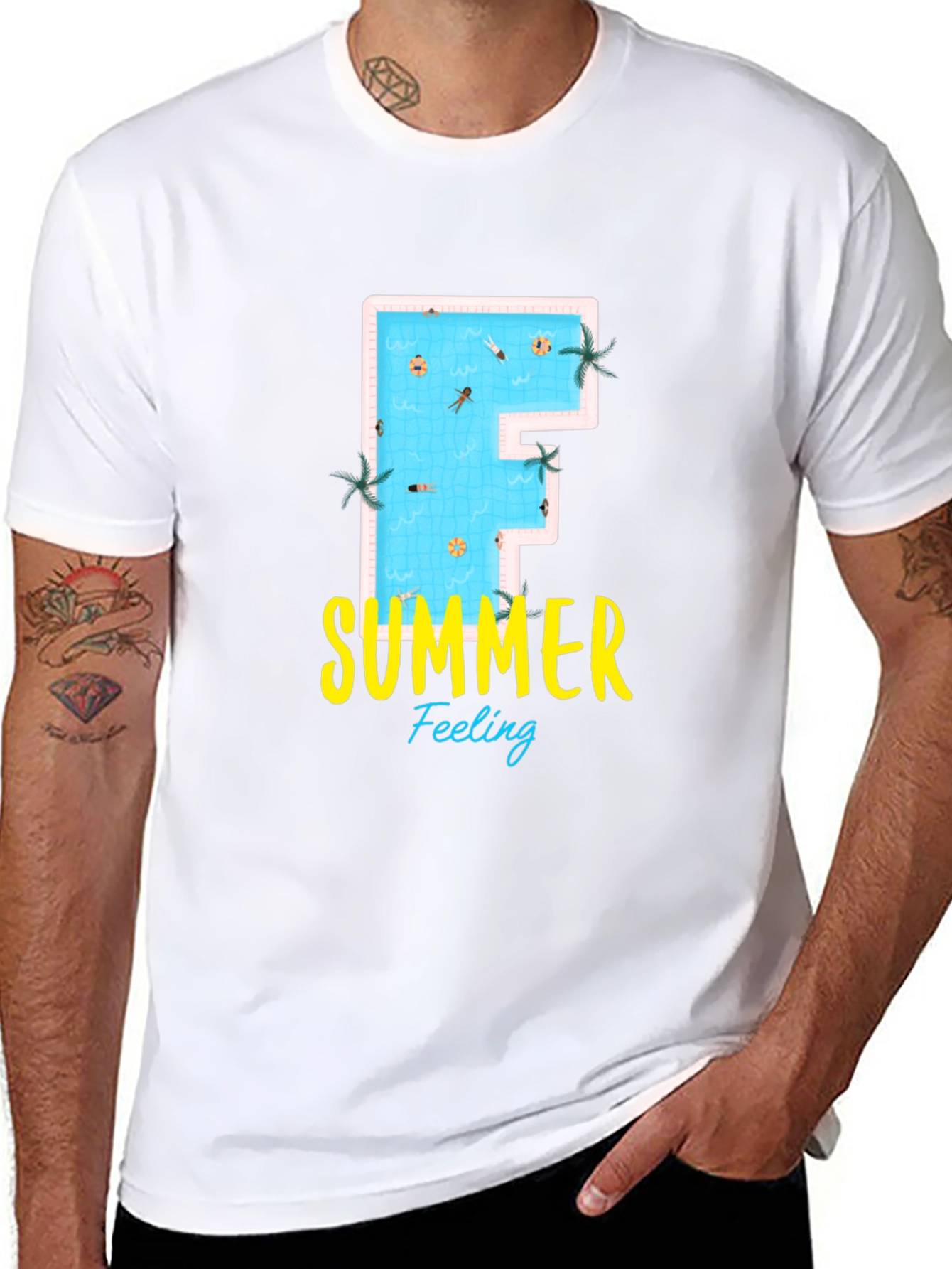 Summer Feeling Graphic Tee - Pool Letter F
