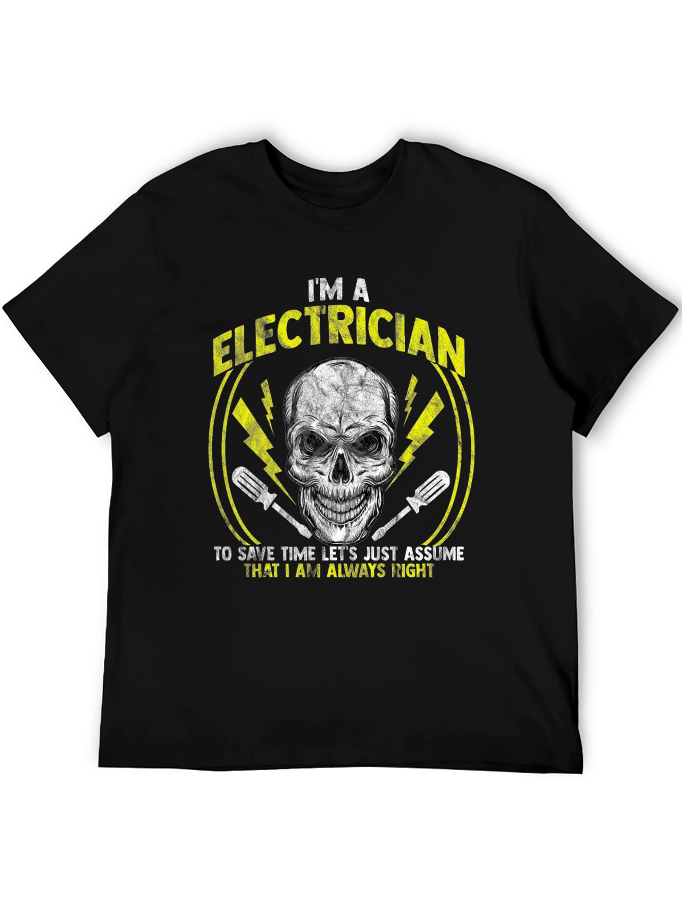 Electrician Humor T-Shirt - Skull Design