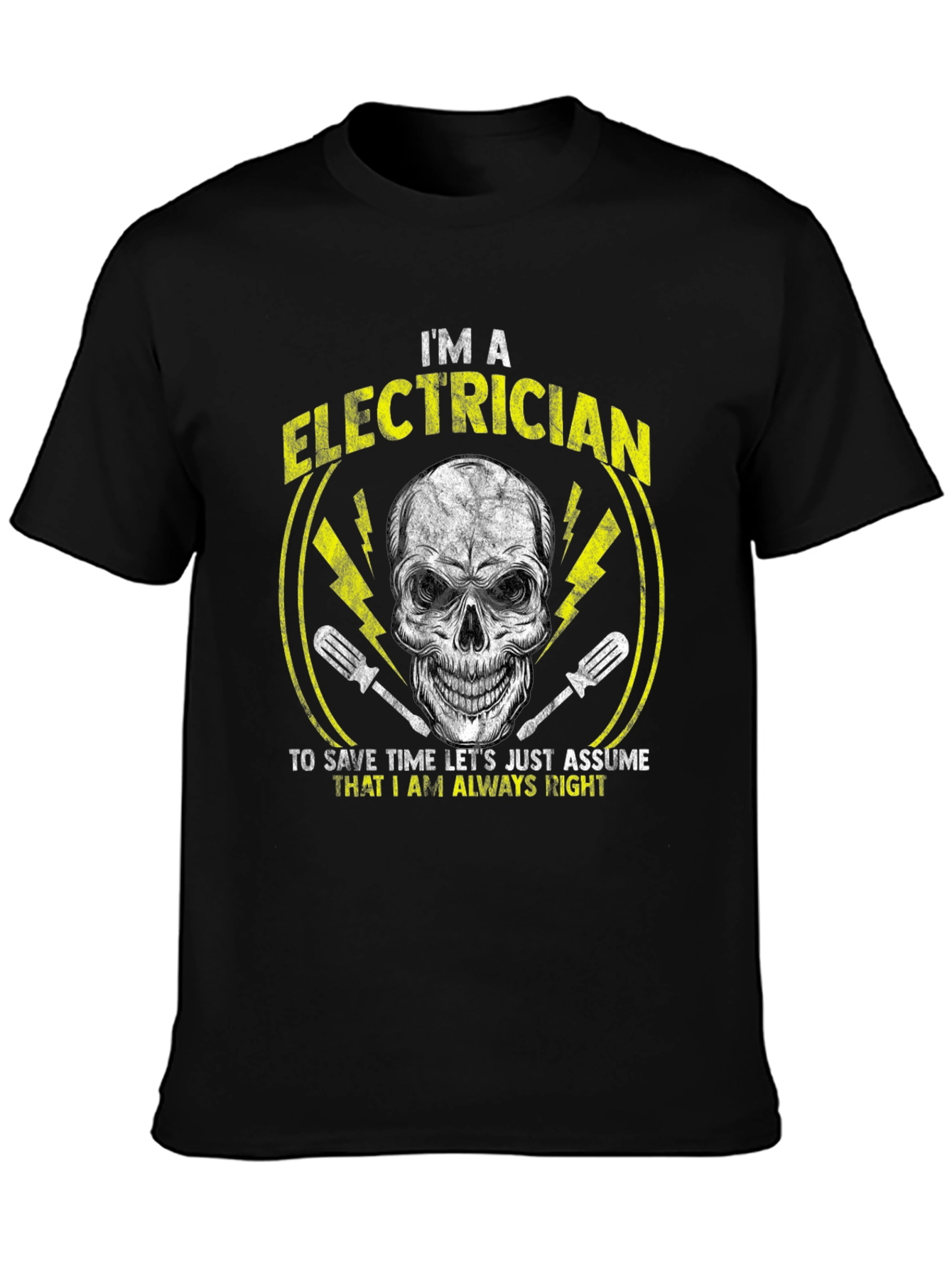 Electrician Humor T-Shirt - Skull Design