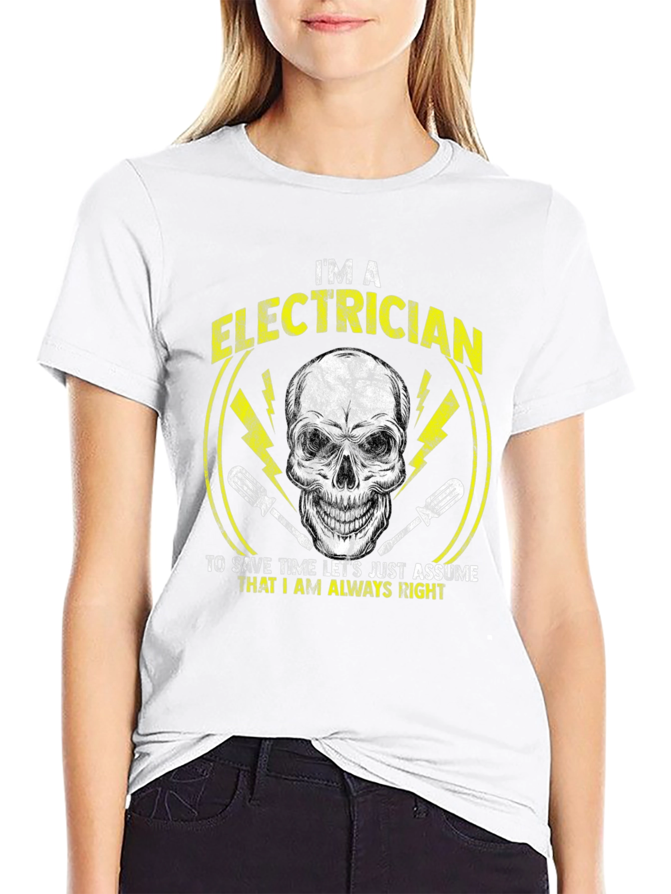 Electrician Humor T-Shirt - Skull Design