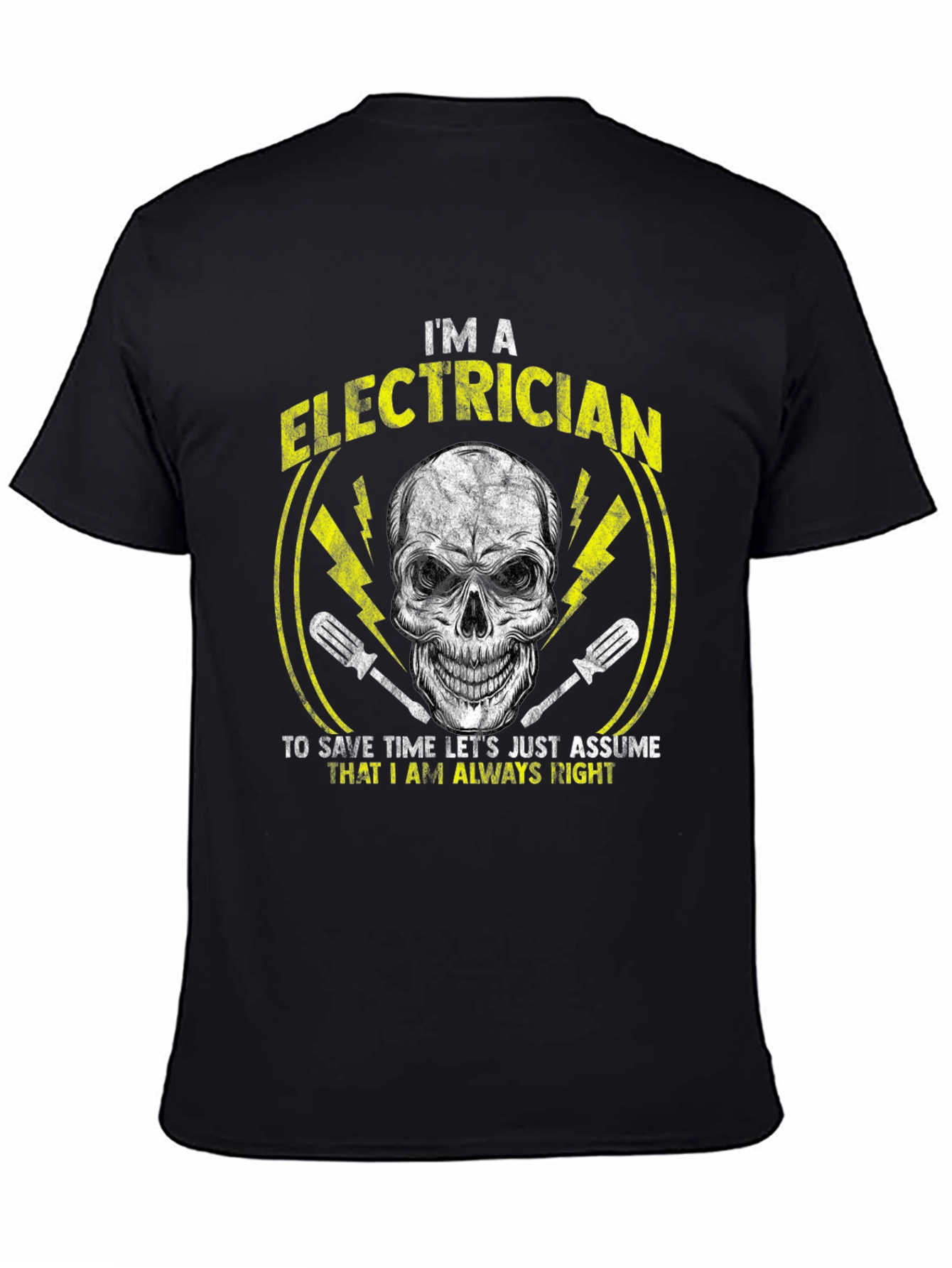 Electrician Humor T-Shirt - Skull Design