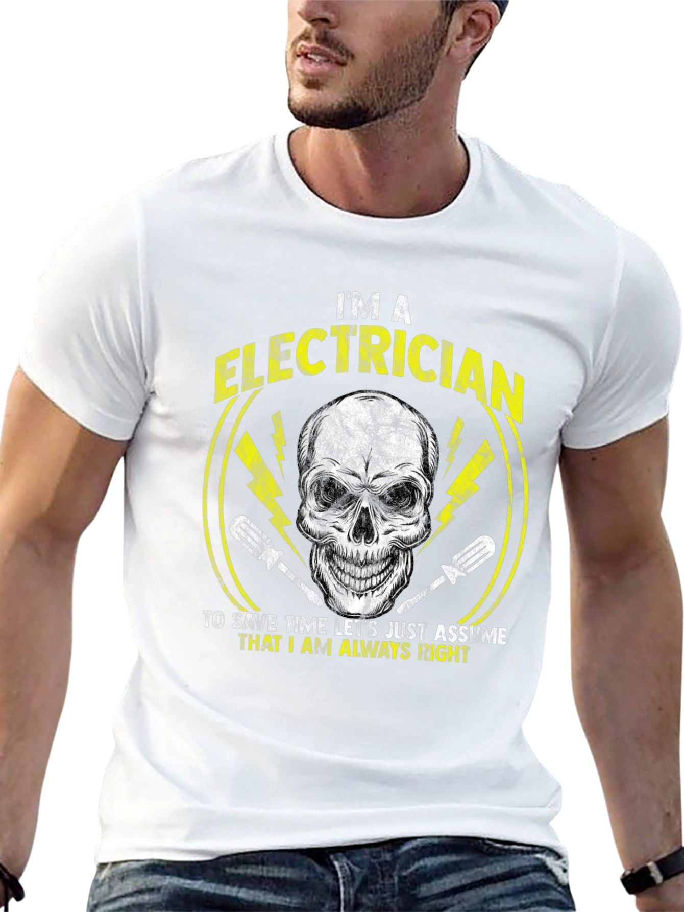 Electrician Humor T-Shirt - Skull Design