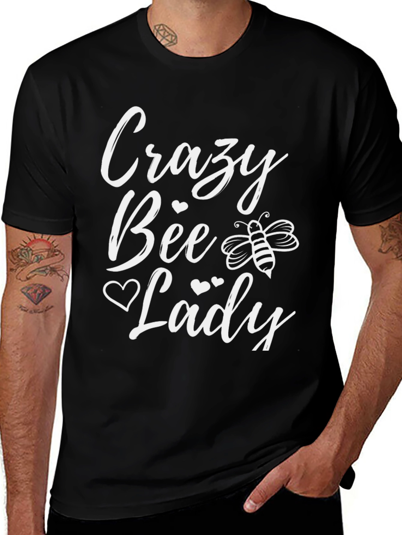 Crazy Bee Lady T-Shirt - Black Cotton Tee