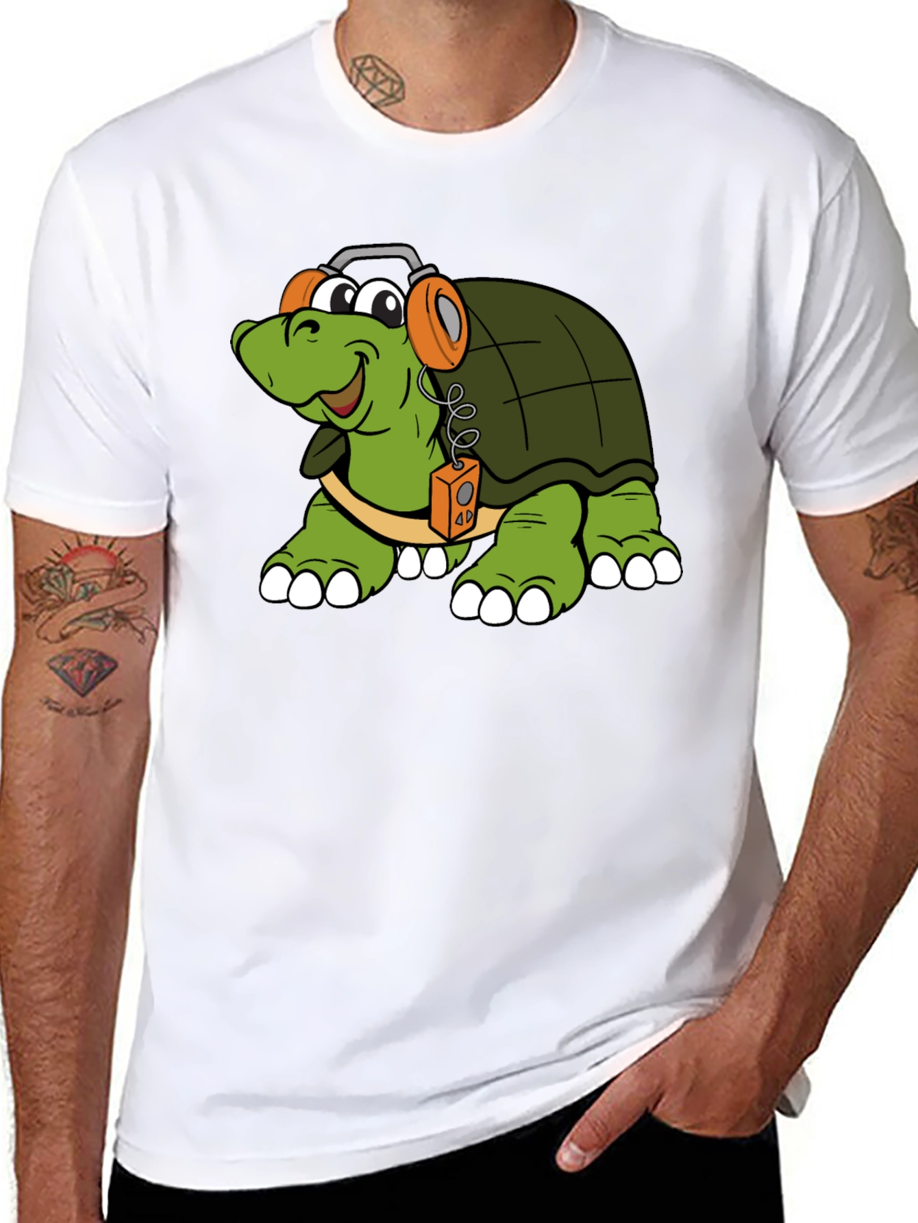 Turtle with Headphones Graphic T-Shirt