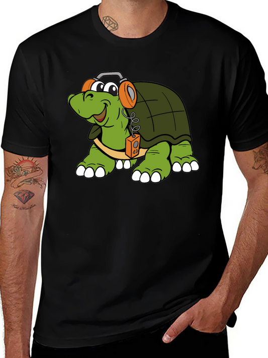 Turtle with Headphones Graphic T-Shirt